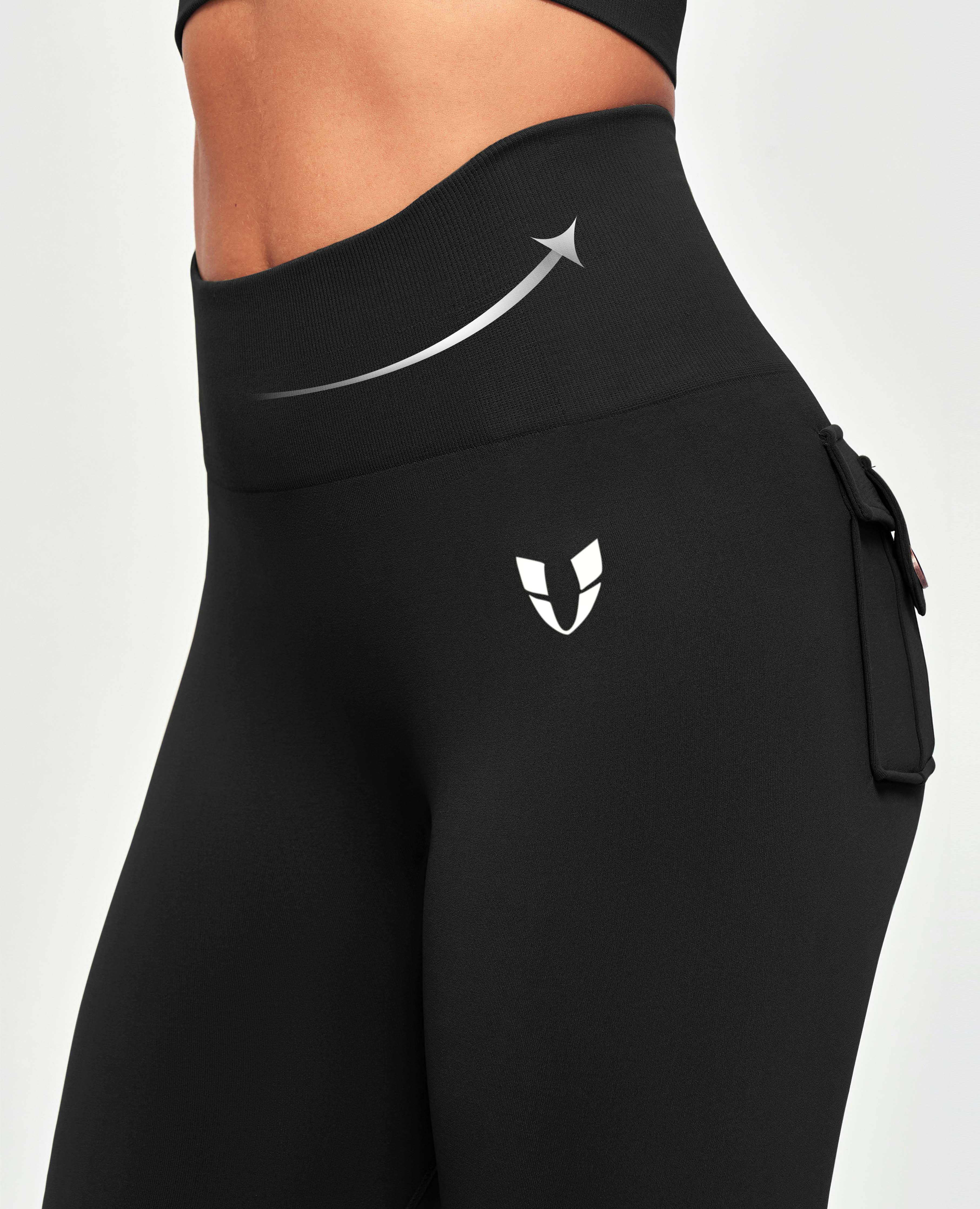 シームレスな貨物レギンス - 黒