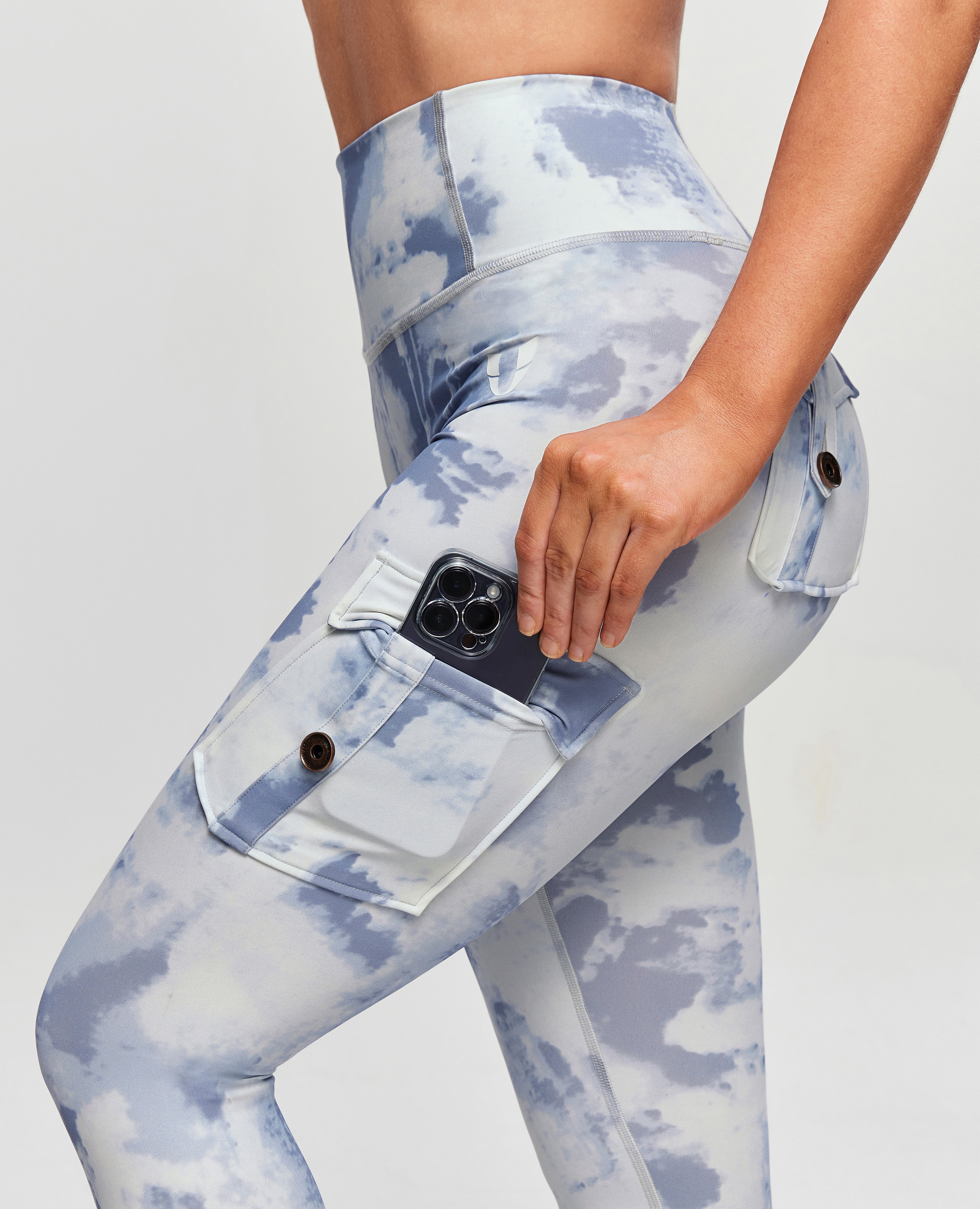 Hochverzerrte Leggings - Graublau -Gradient