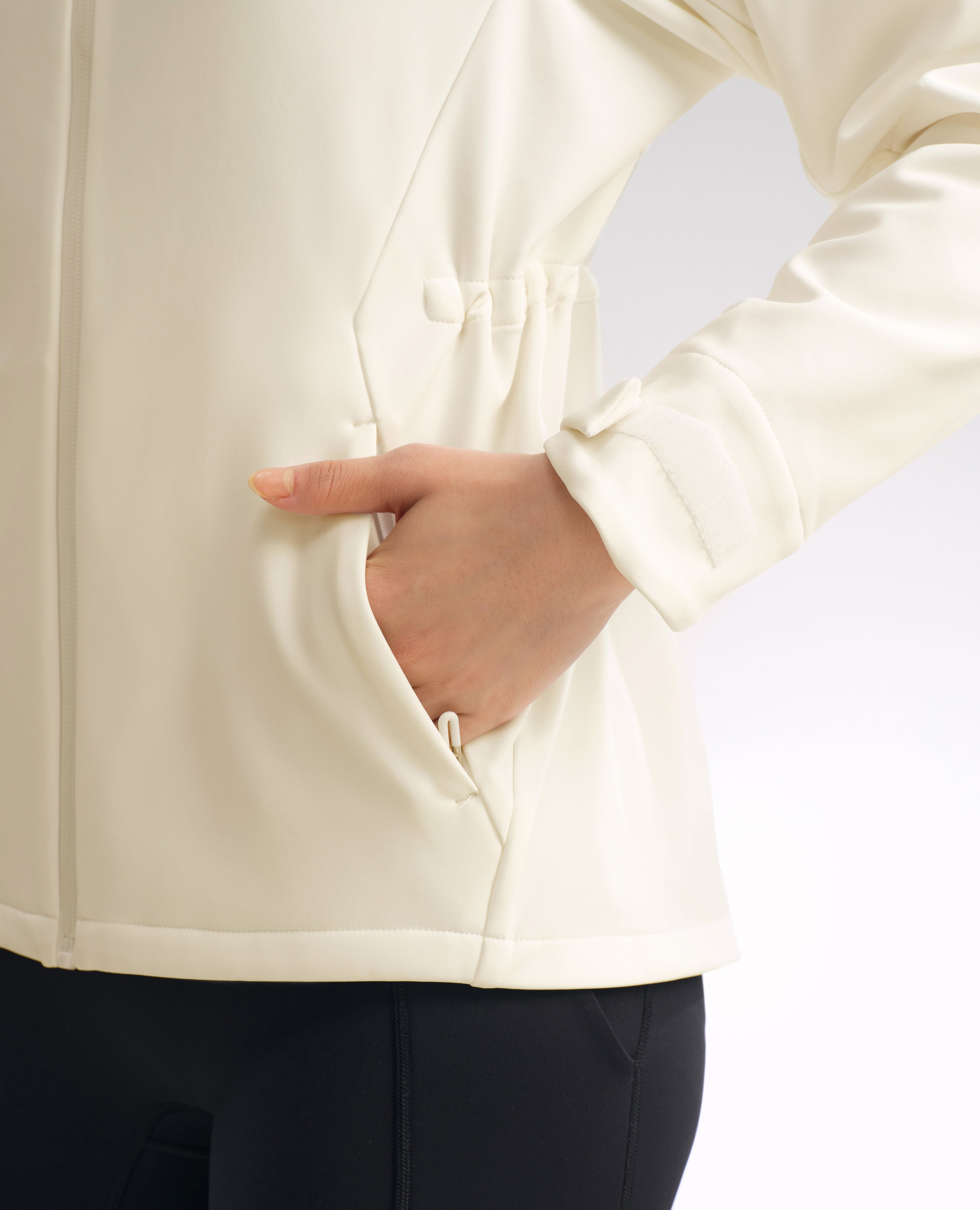 Water-Repellent Fleece Lined Zip Up Hoodie Jacket - White