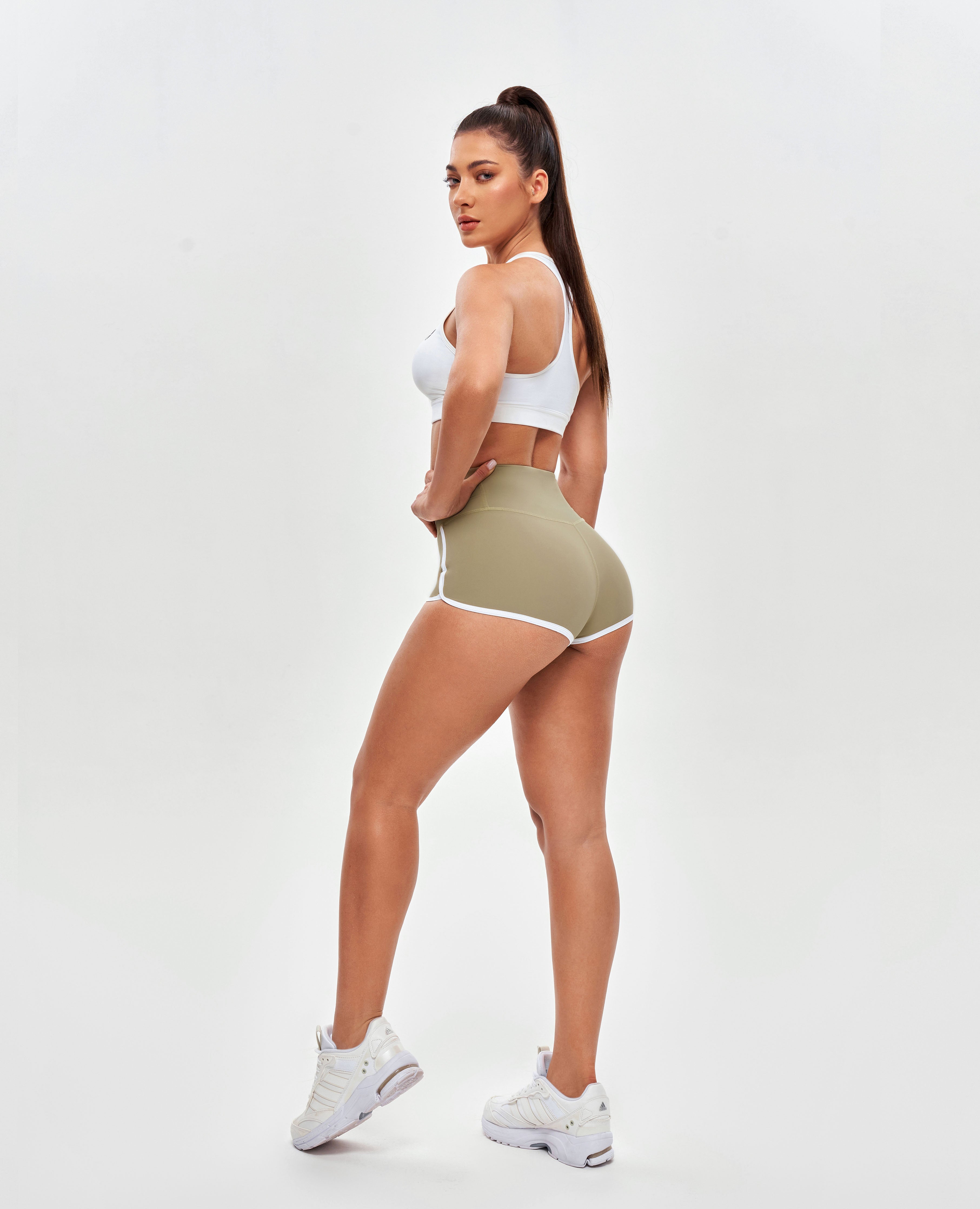 Short court à taille haute - beige