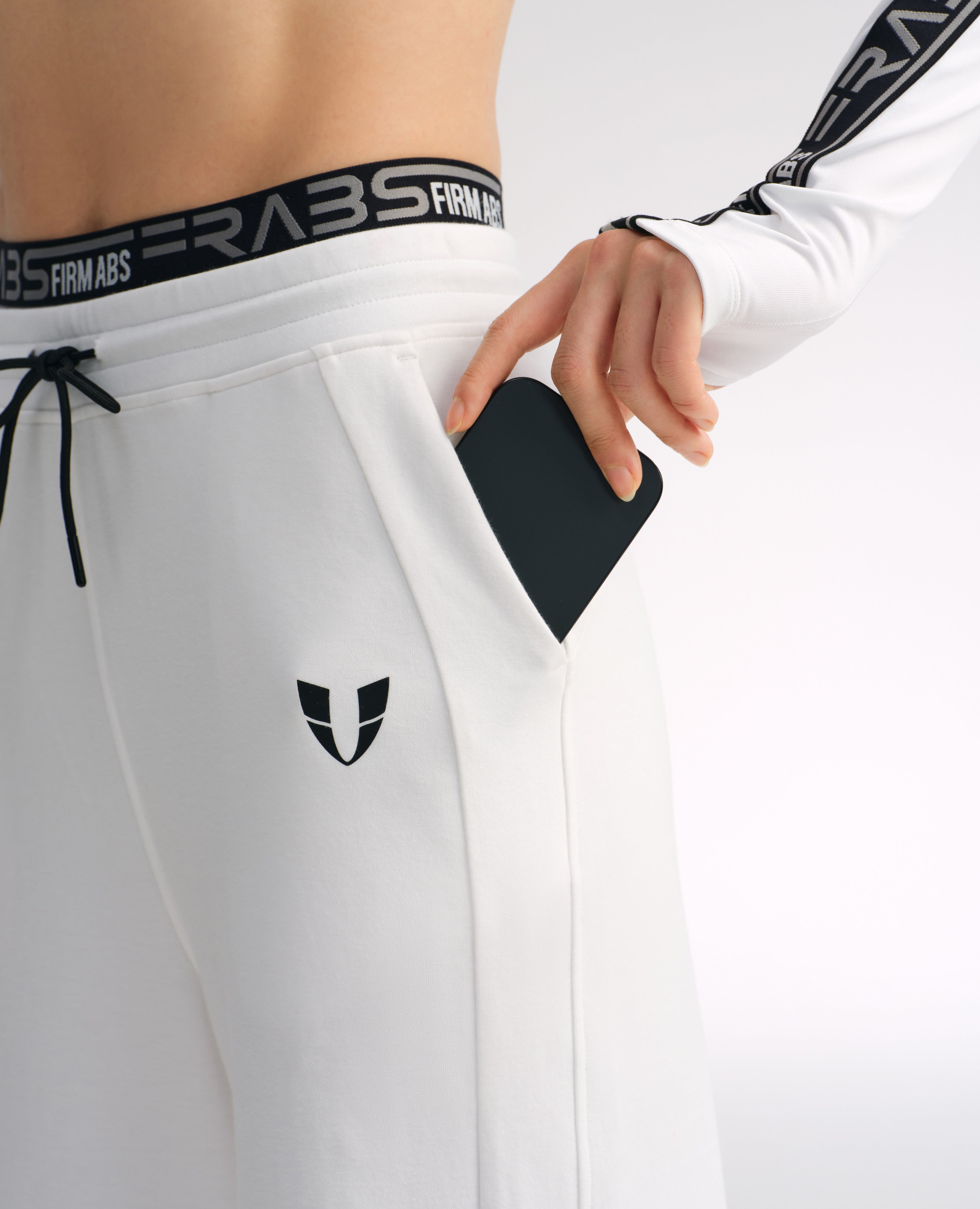 Loose Fit Athletic Drawstring Pants - White