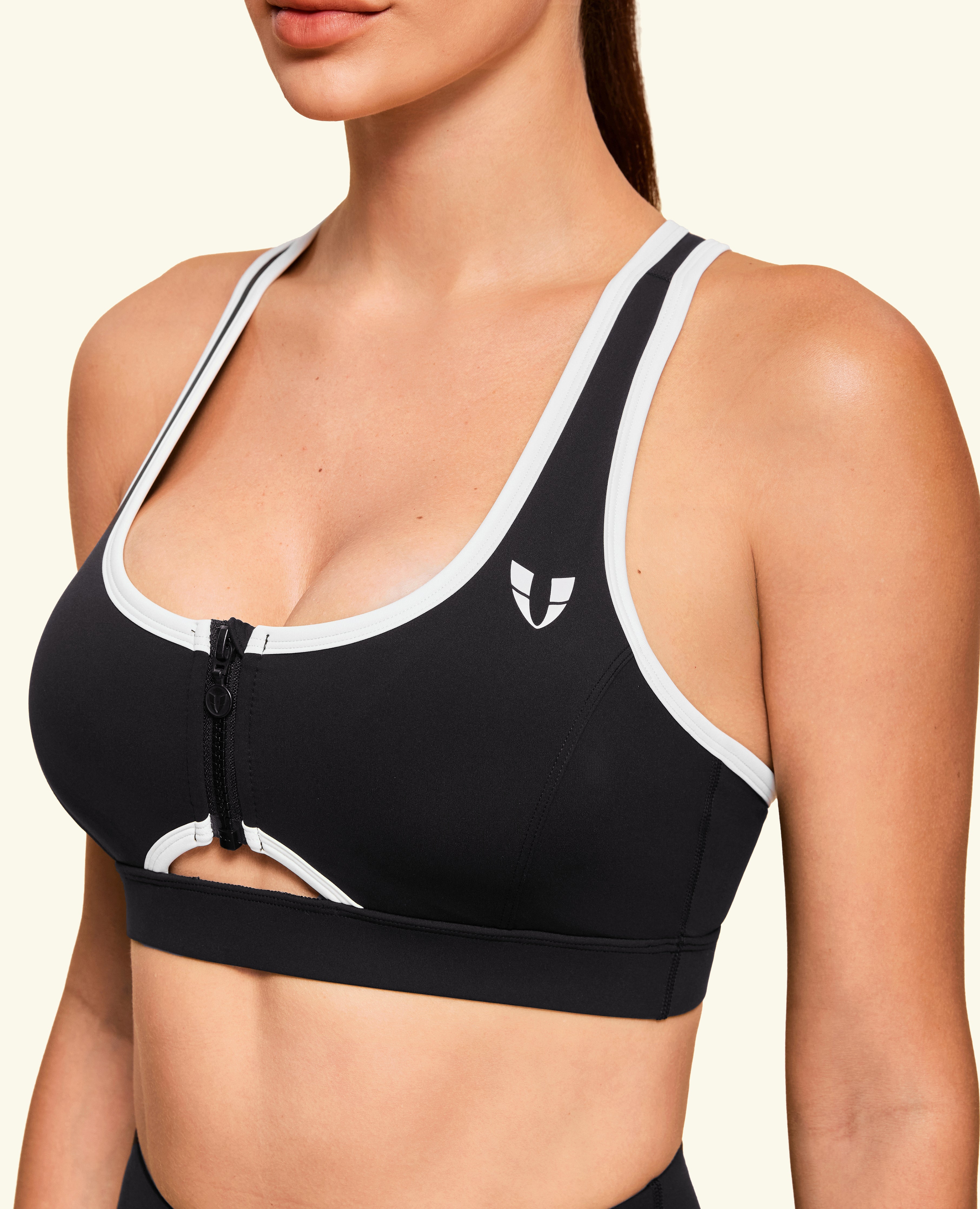 Active Zip Up Sports Bra - Black