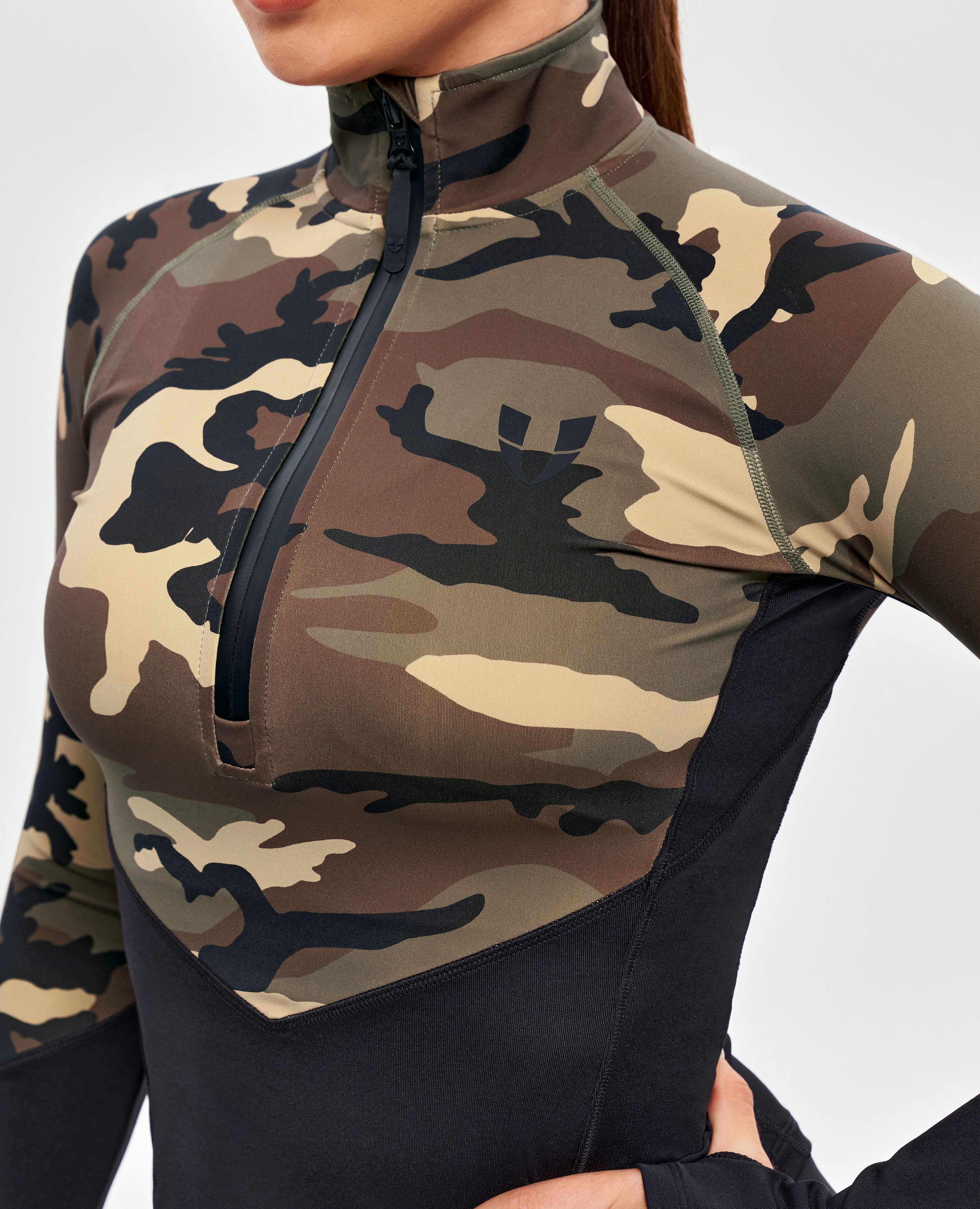 Top à manches longues à moitié zip - Camo de la Terre