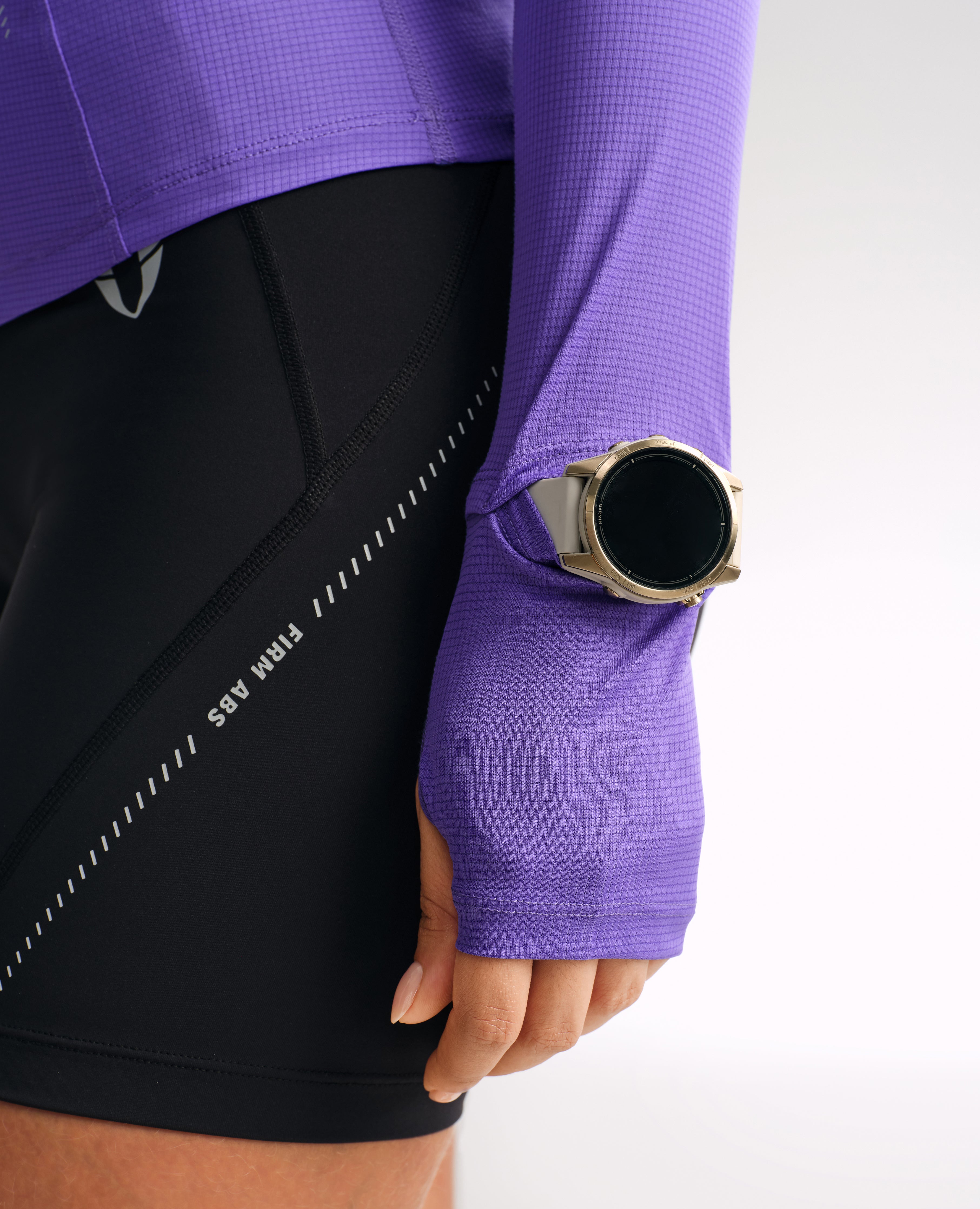 Reflective Waistline Workout Long Sleeve Top - Purple