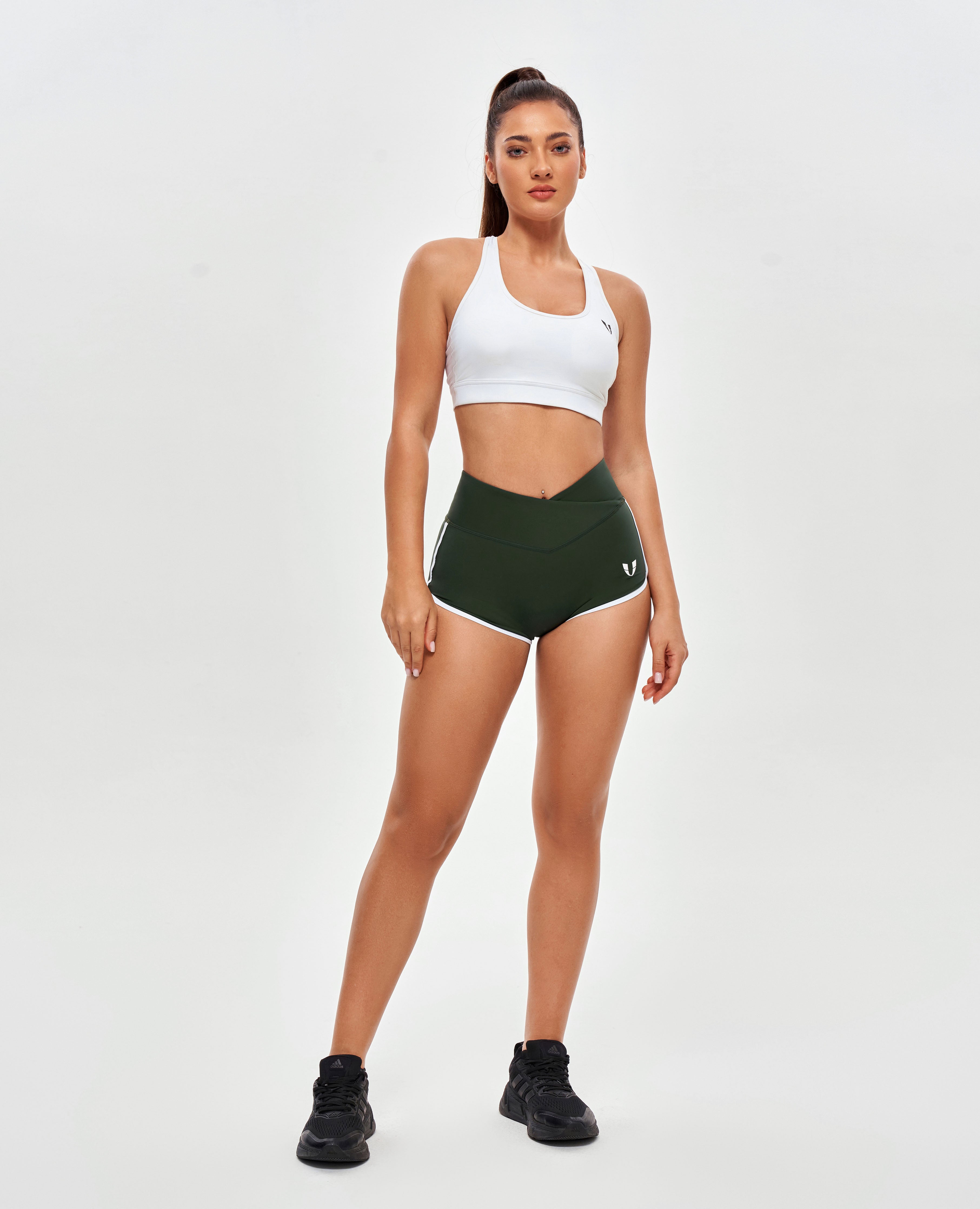 V-waist Lefting Butt Shorts - vert foncé