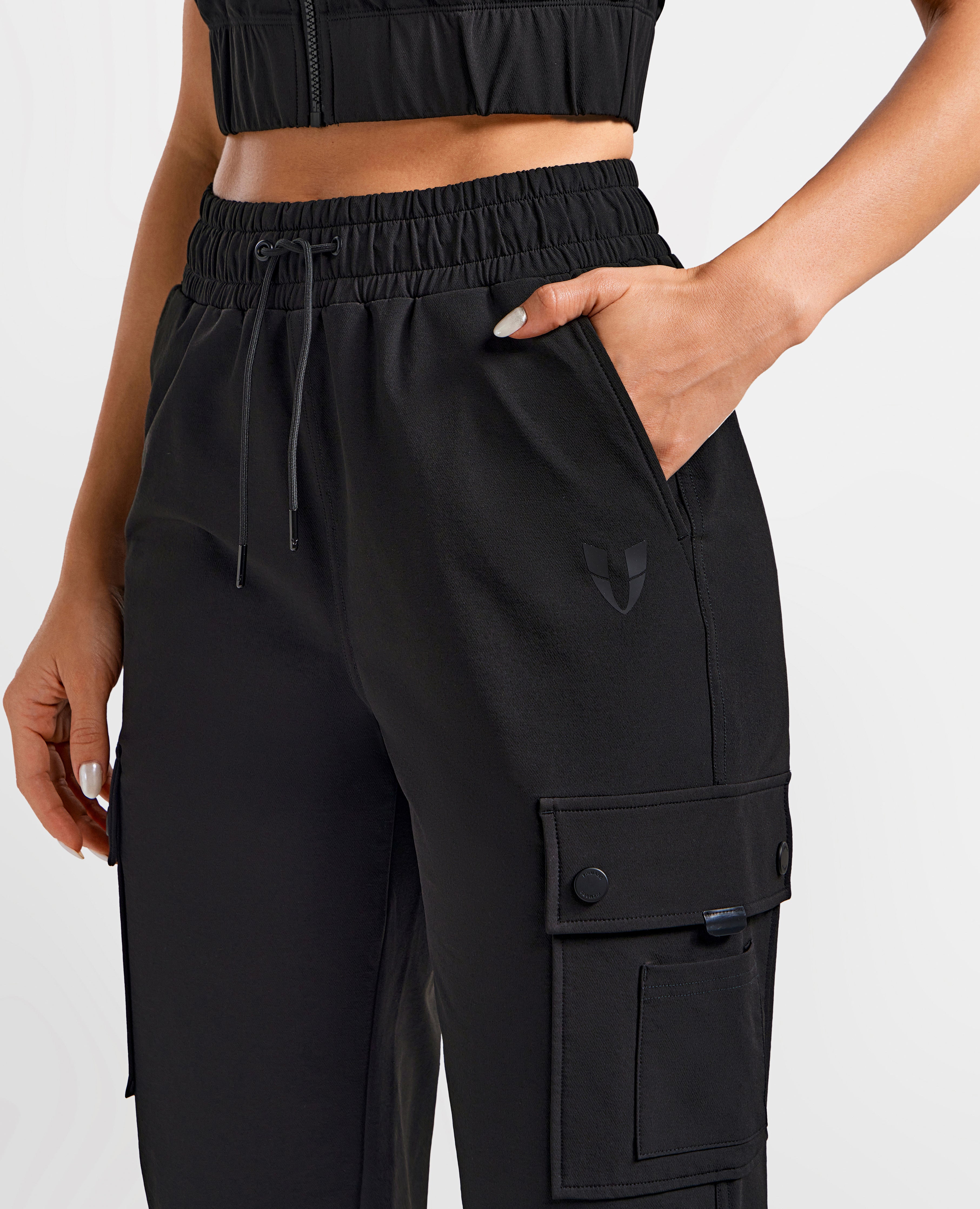 Cargo Pocket Moto Leggings - Schwarz