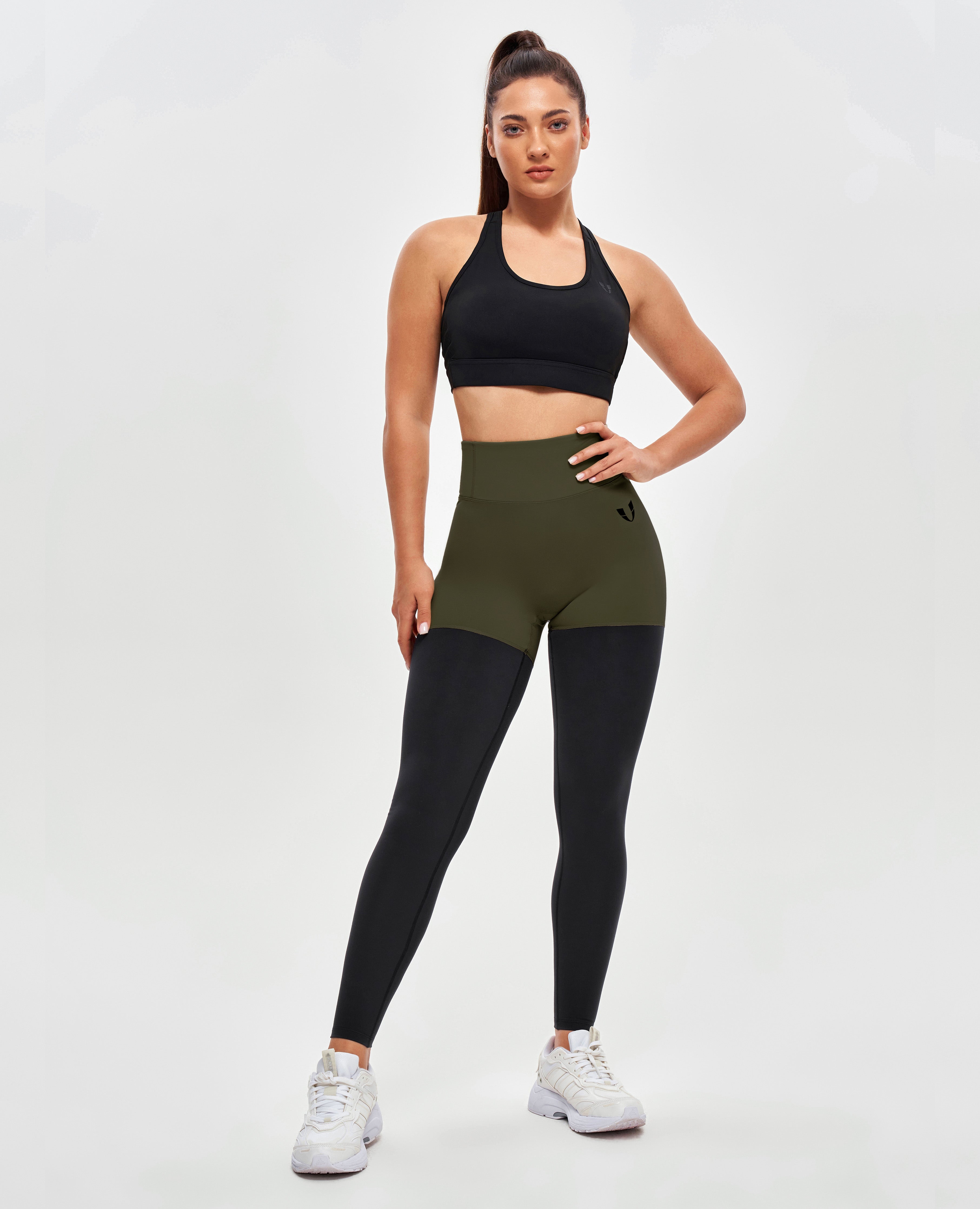 Leggings athlétiques cargo - vert foncé et noir