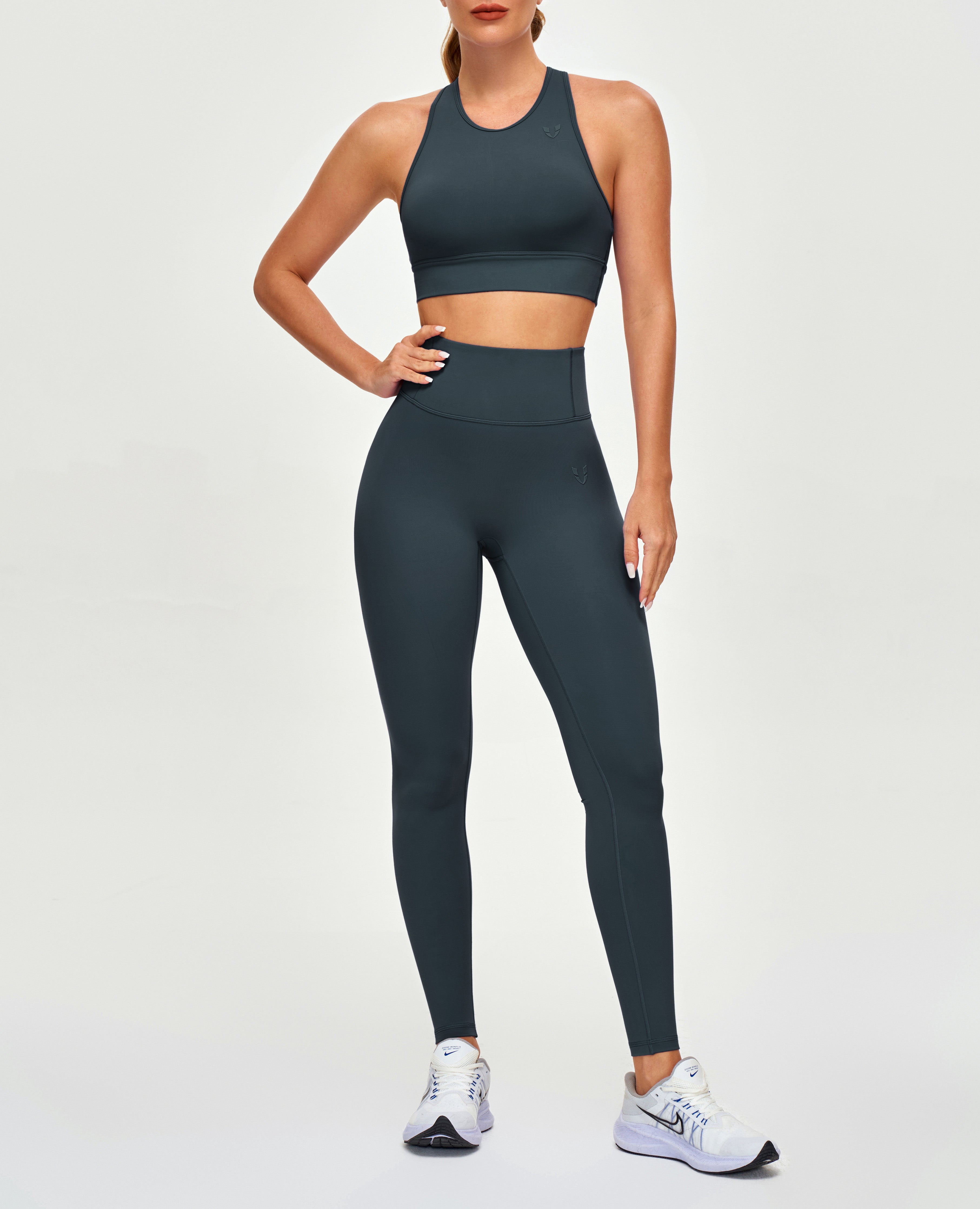 High Neck Sports Bra -Grey