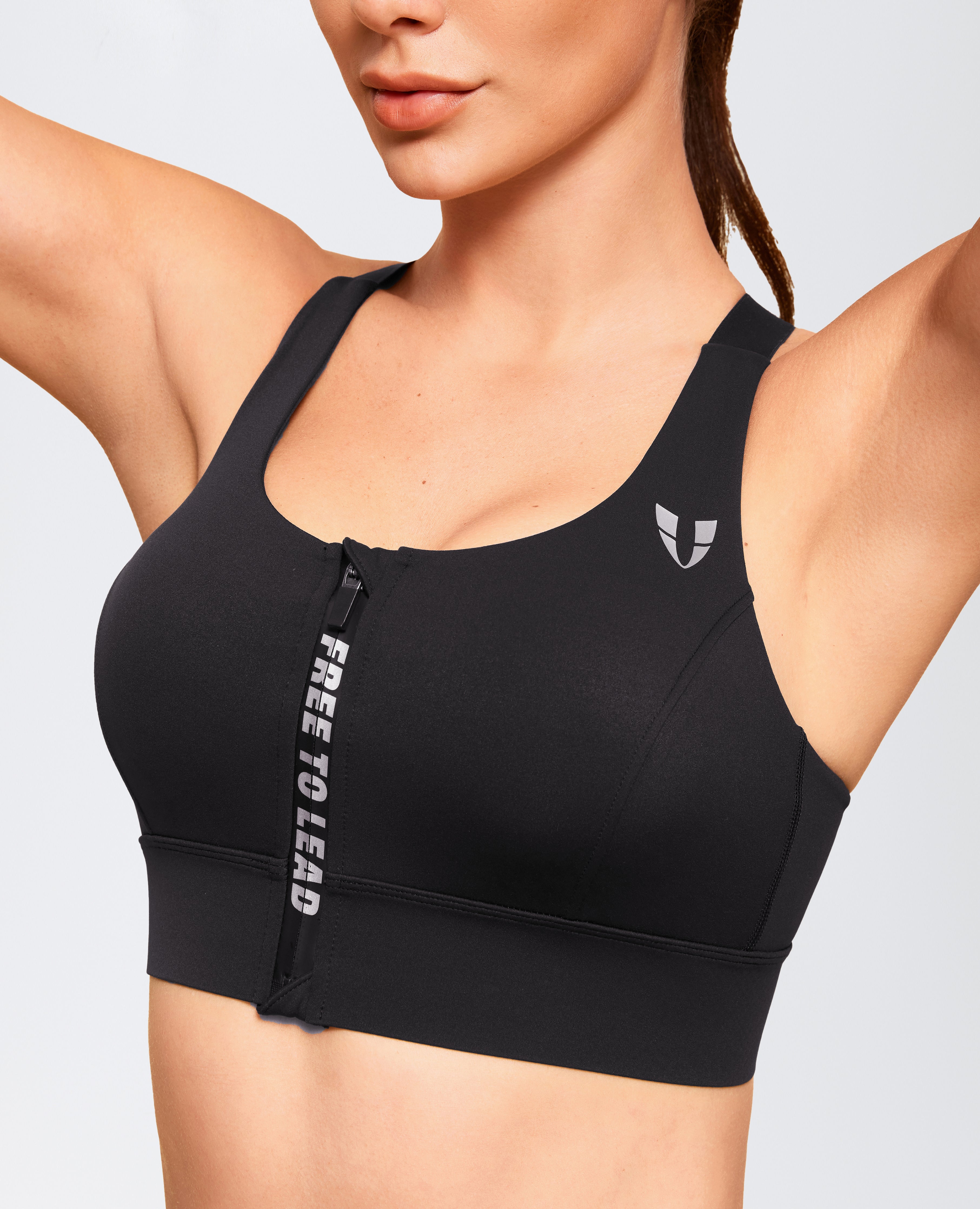 Energy Zip Front High Support Sports Bra - Black