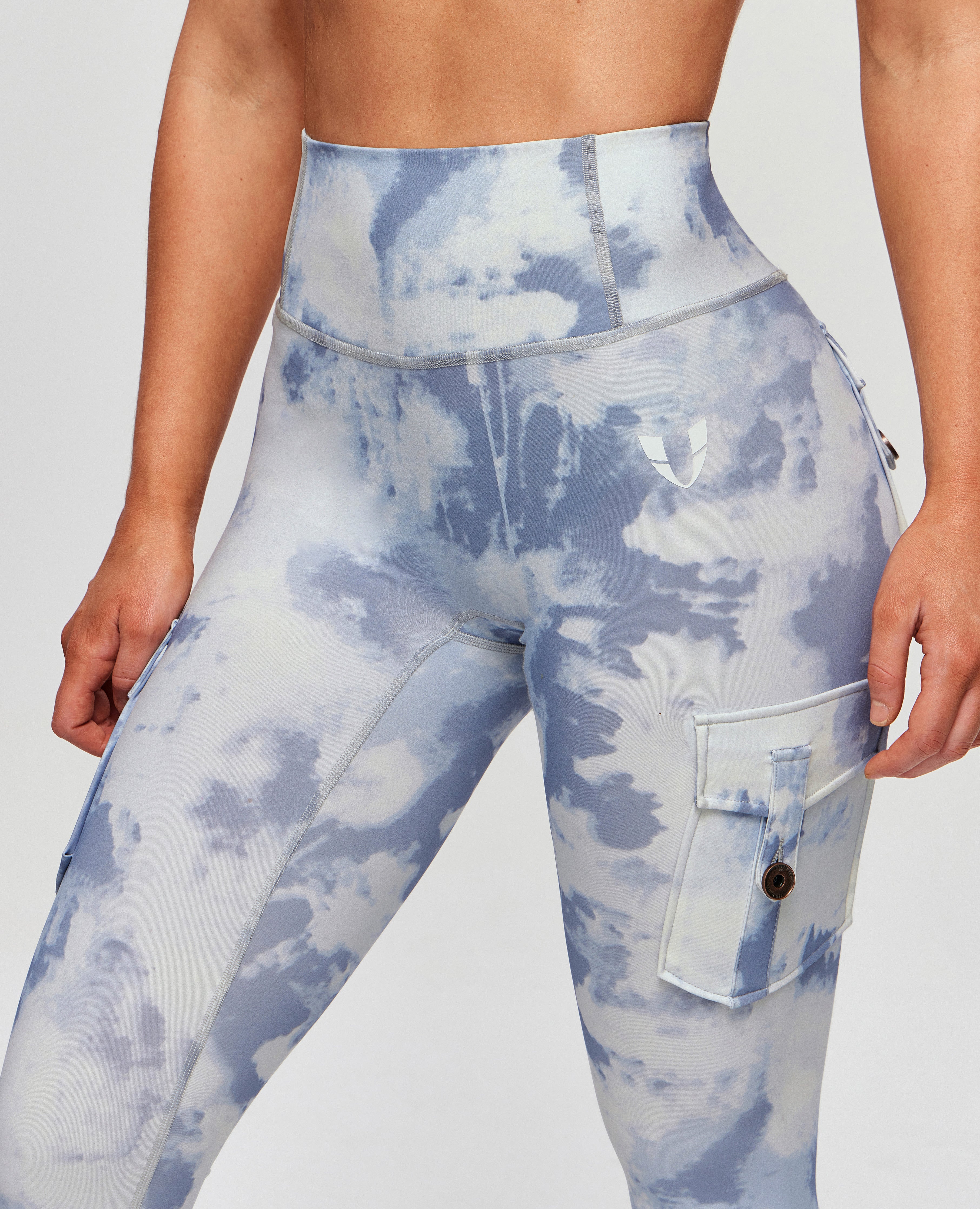 Hochverzerrte Leggings - Graublau -Gradient