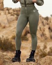 Zip Front Pocket Powerful leggings - Army Green