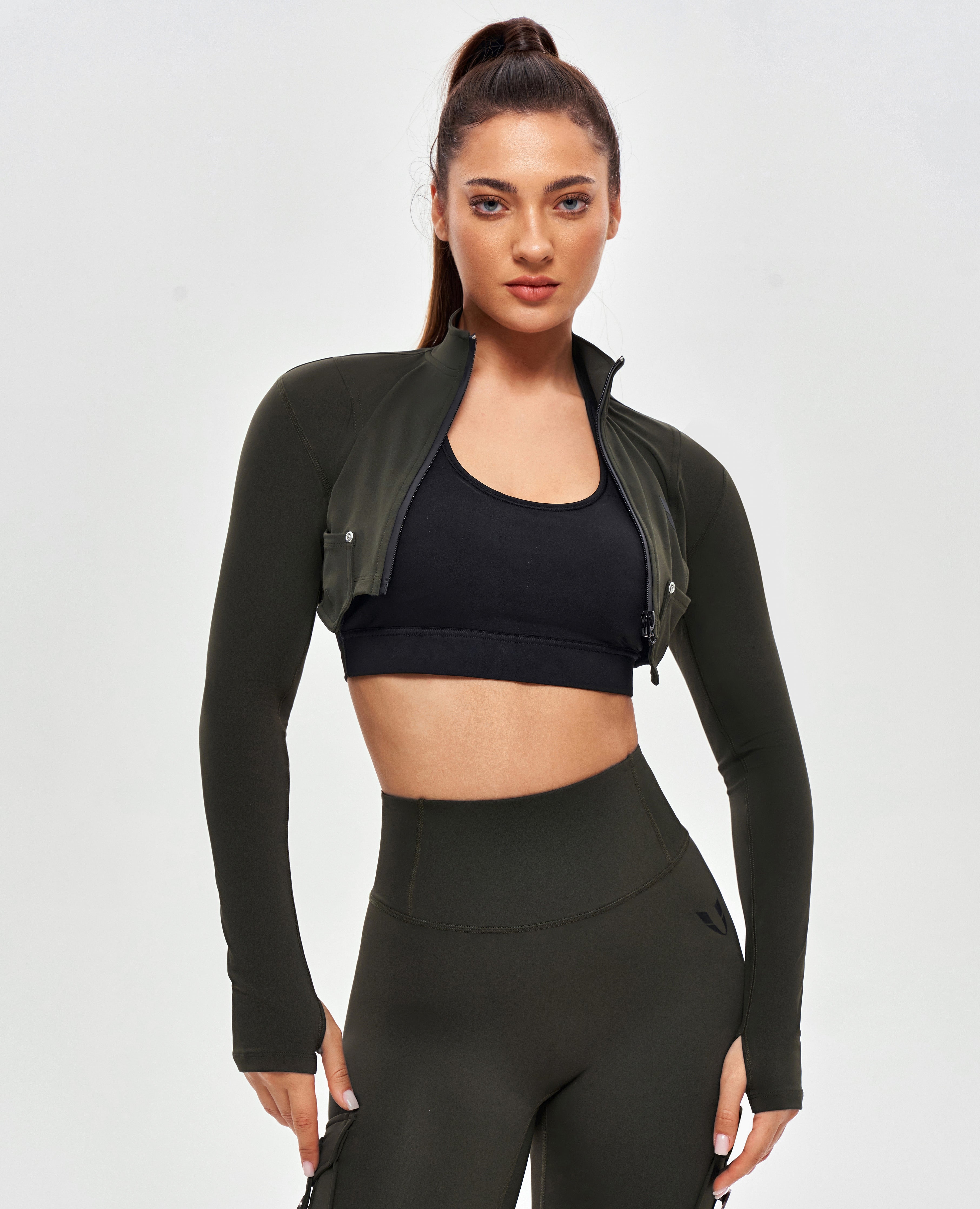 Firmabs Crop Top Long Sleeve - Dark Green