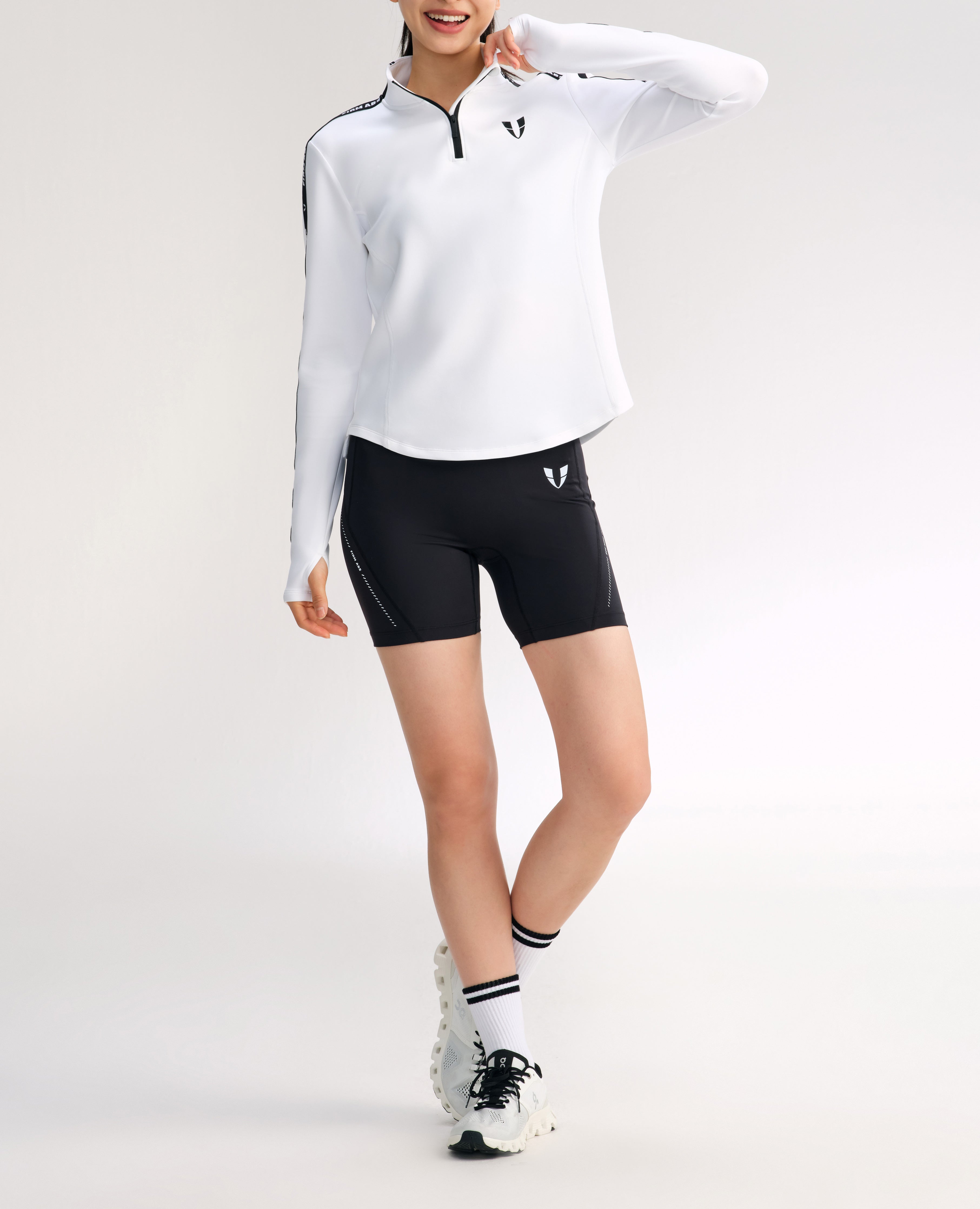 Athletic Half Zip Pullover Top - White