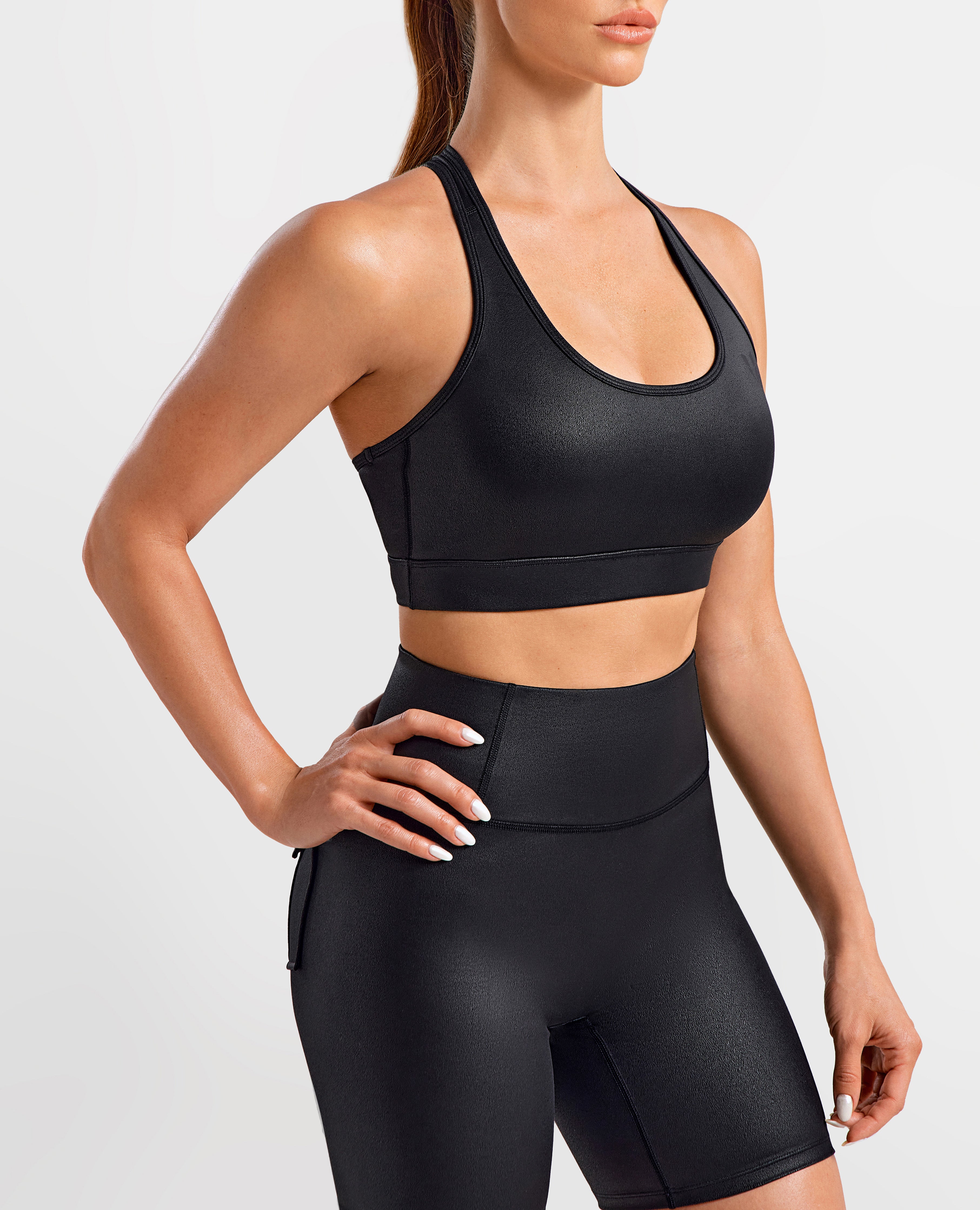 Faux leer actieve beha - zwart