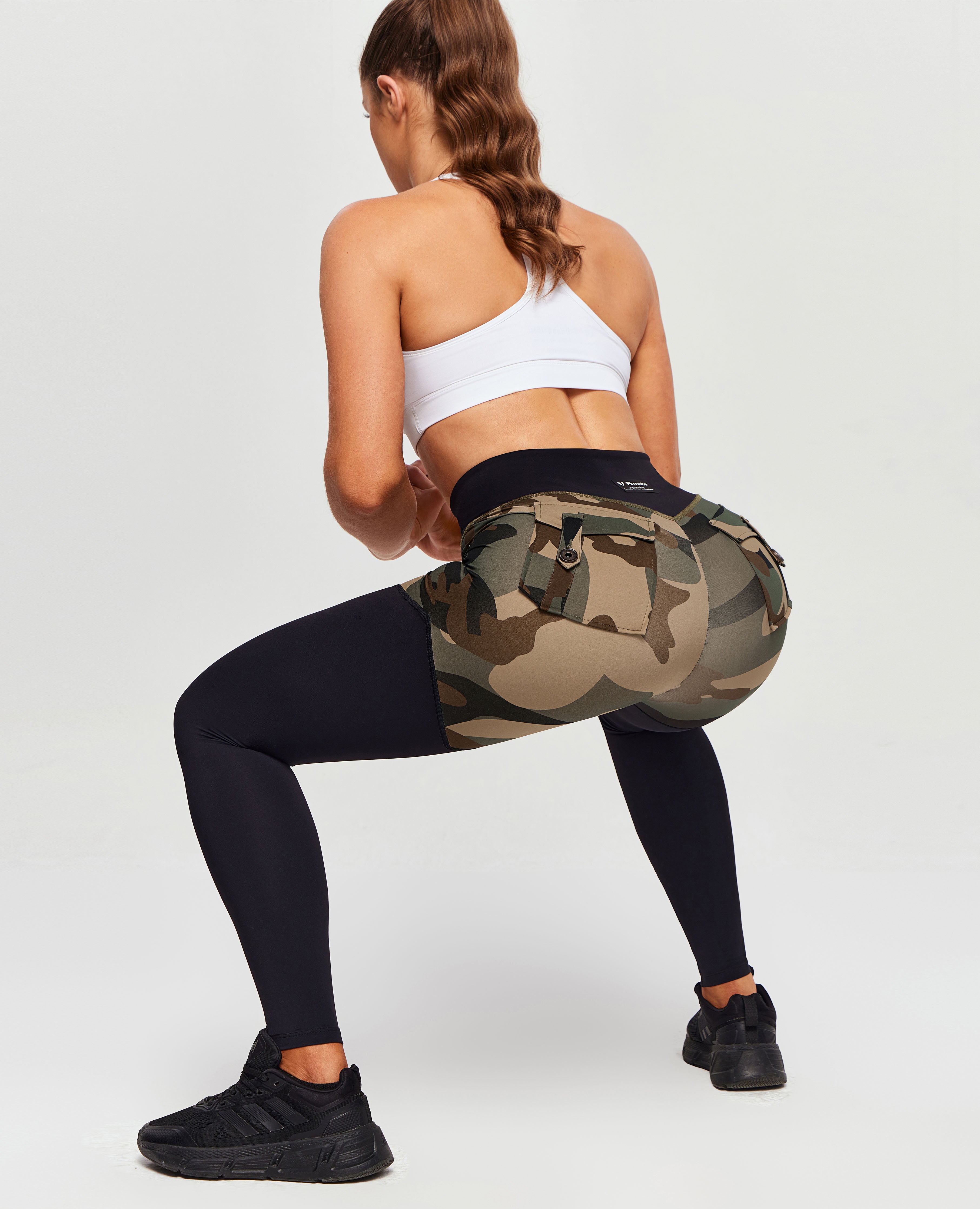 V -WAIST Gym Leggings - Coffee Camo
