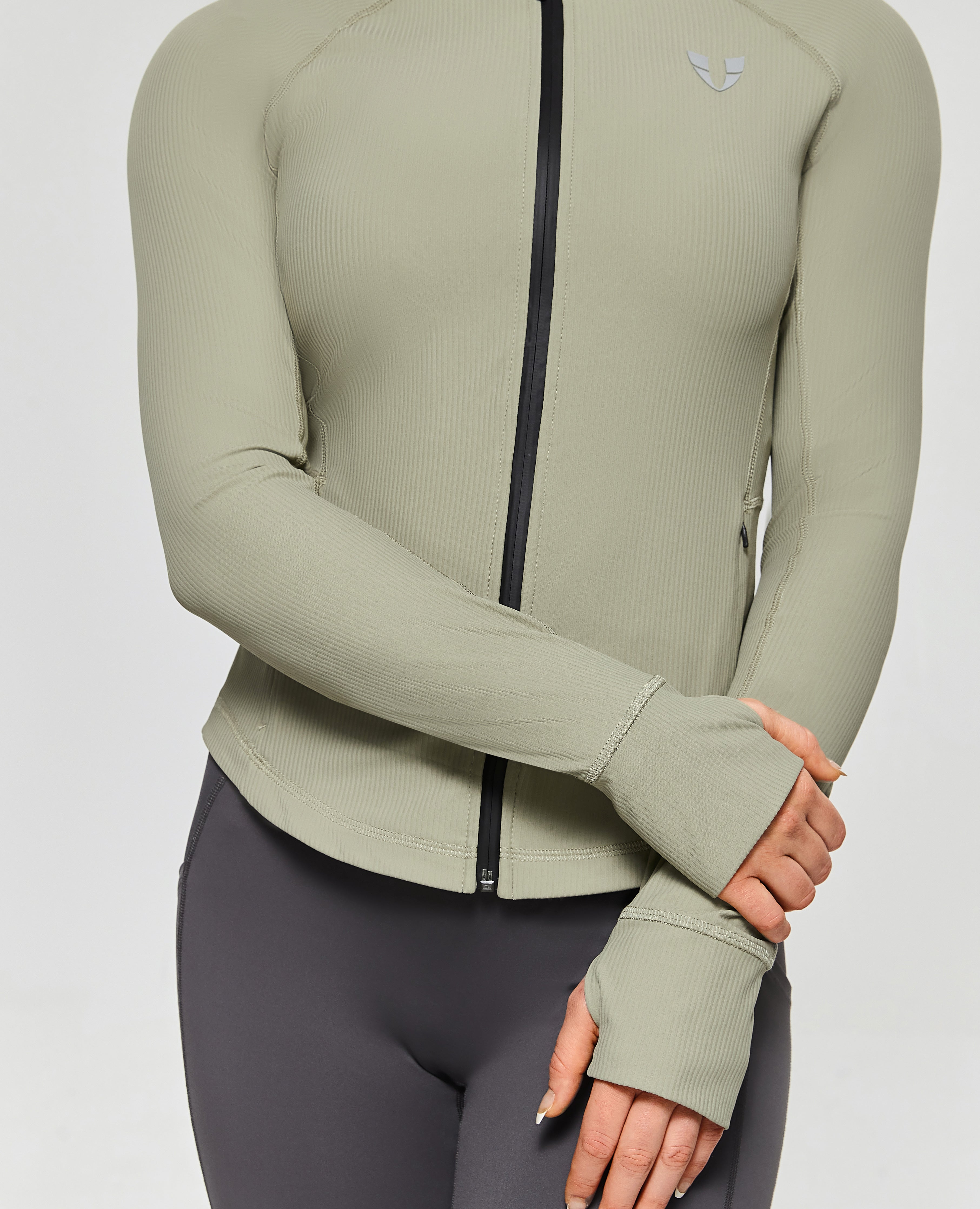 Ribbed Gym Jacket - Gray Green