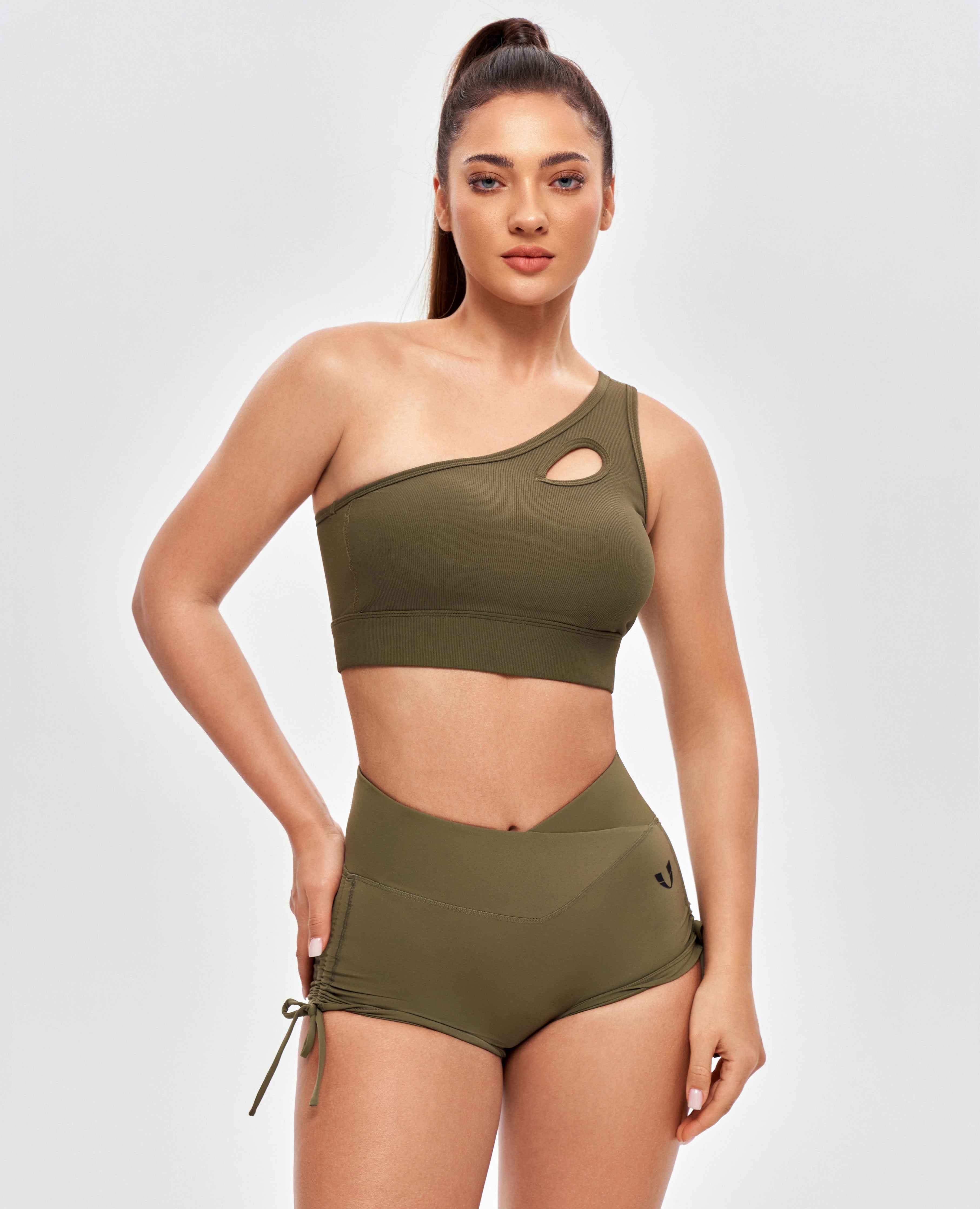 V-waist Scrunch Butt Shorts - Corgned Green