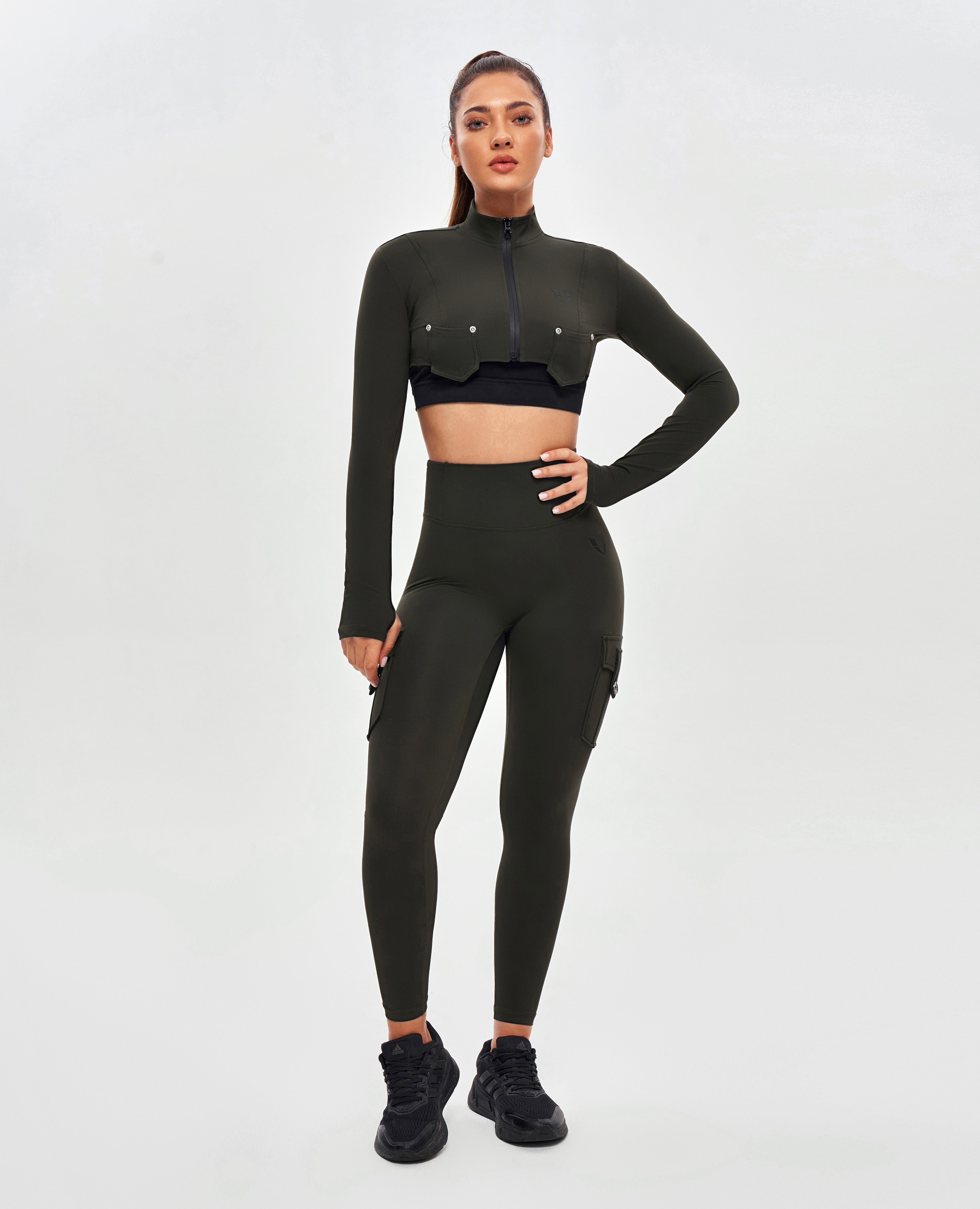 Firmabs Crop Top Long Sleeve - Dark Green