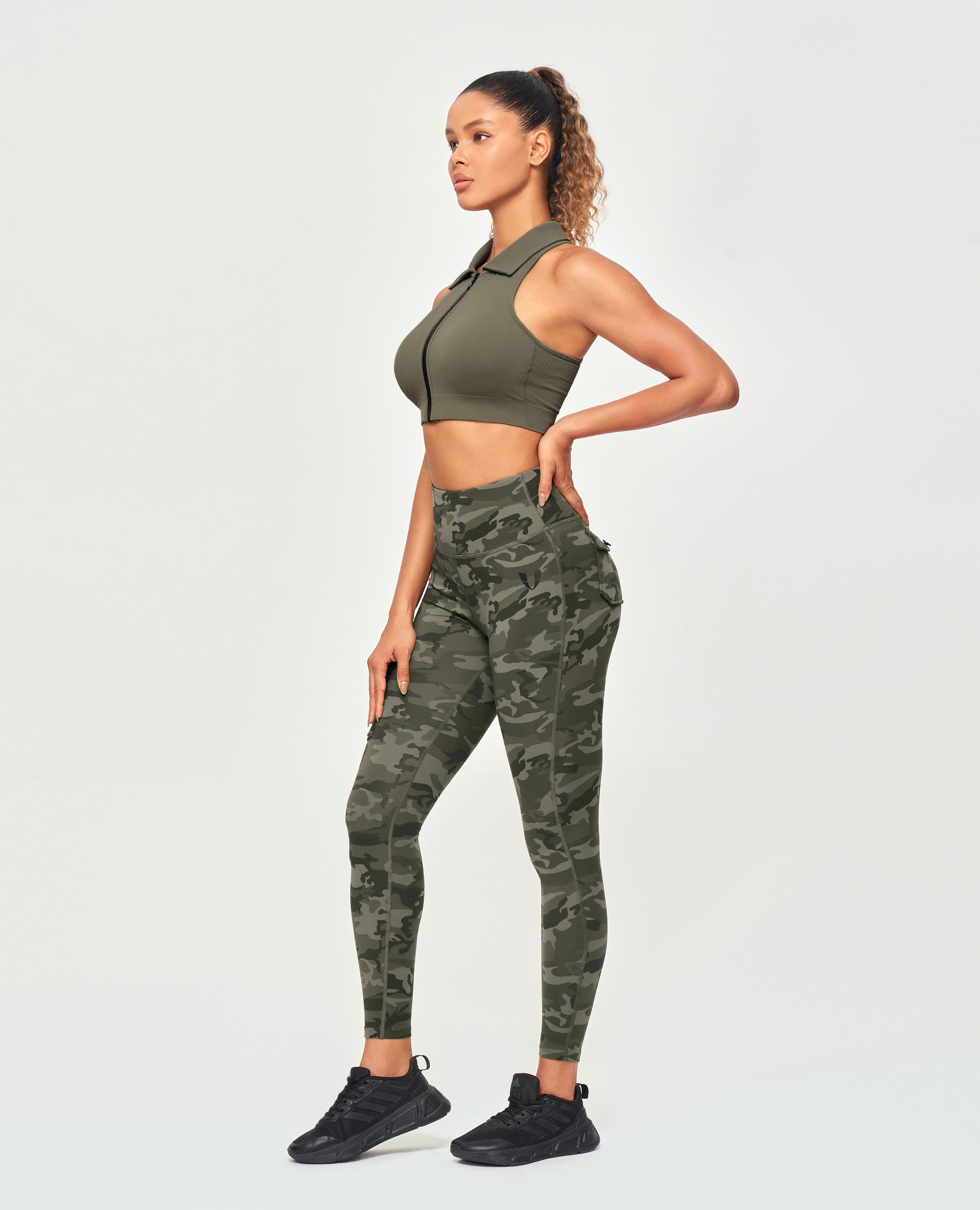 Débardeur à zip à zip complet - vert olive