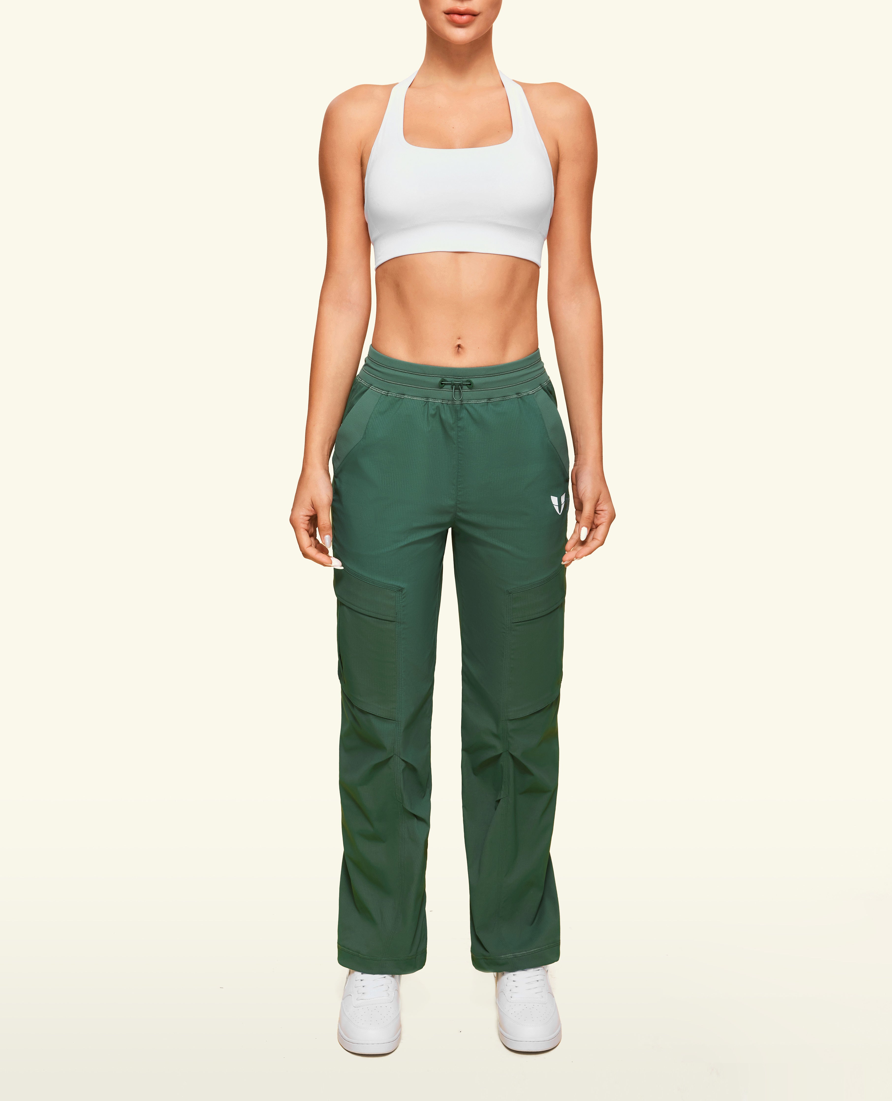 Pantalon de poche à cordon en forme de poche - vert cuivre gris