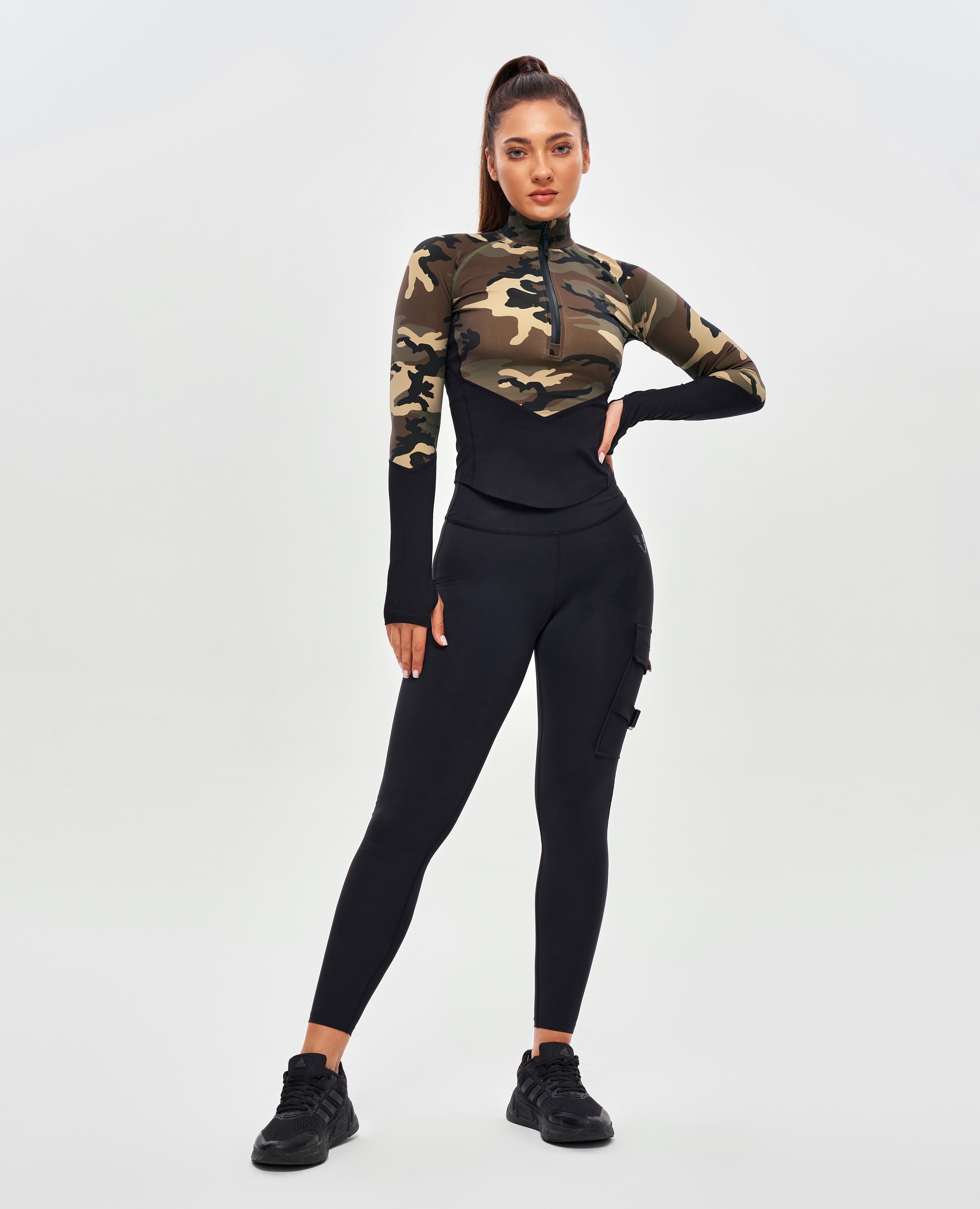 Top à manches longues à moitié zip - Camo de la Terre