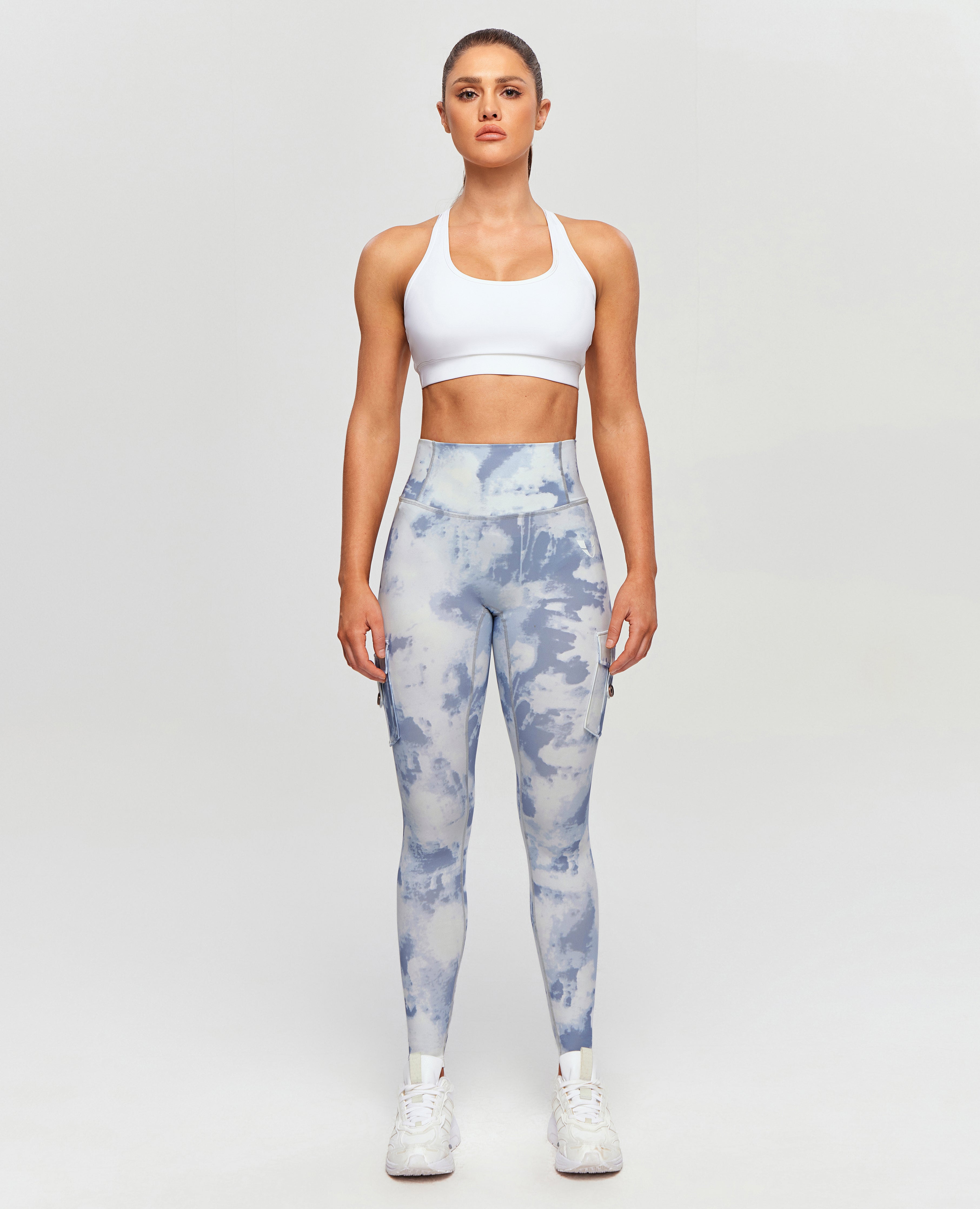 Hochverzerrte Leggings - Graublau -Gradient