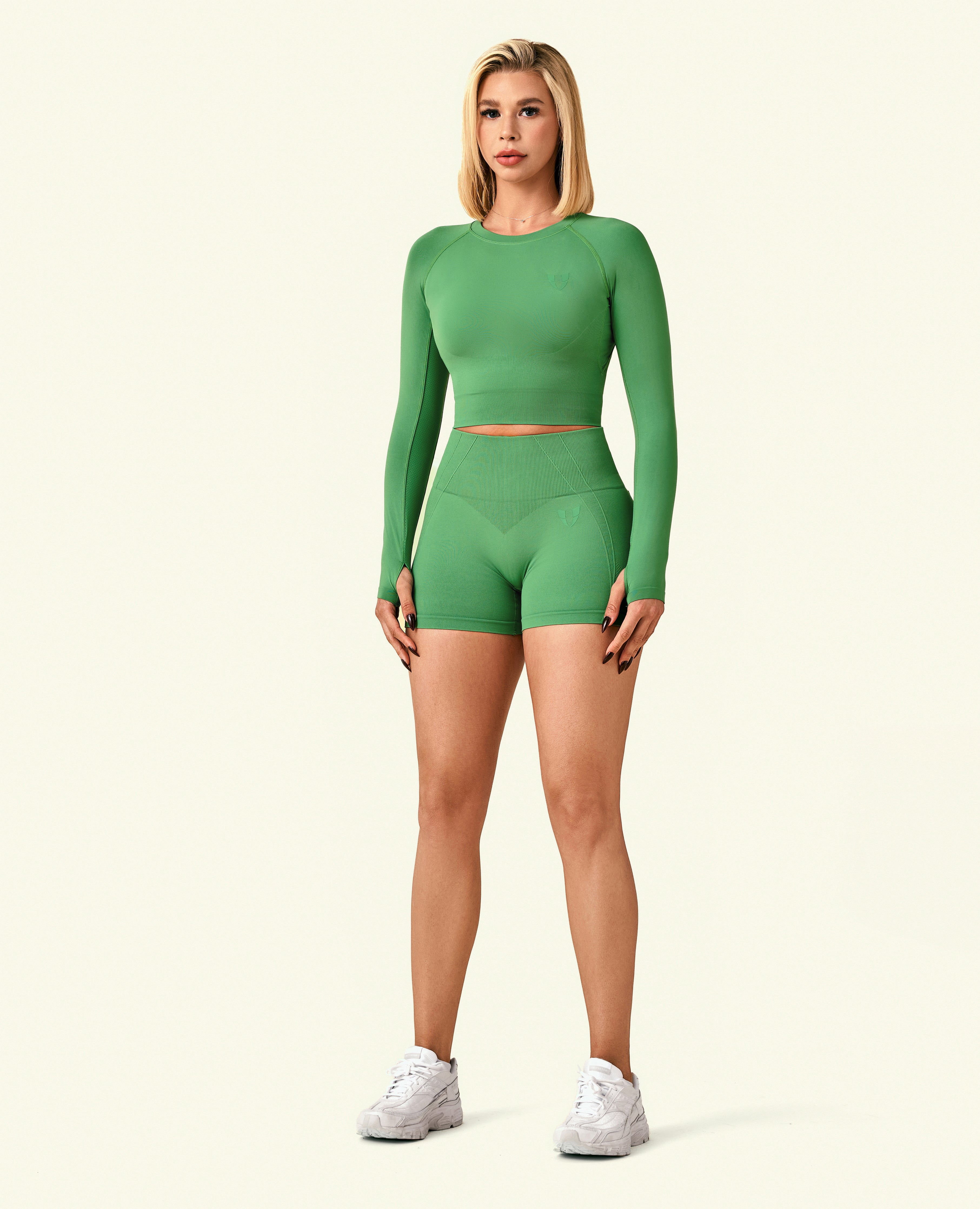 Hold Tight Cropped Long Sleeve T-Shirt - Green
