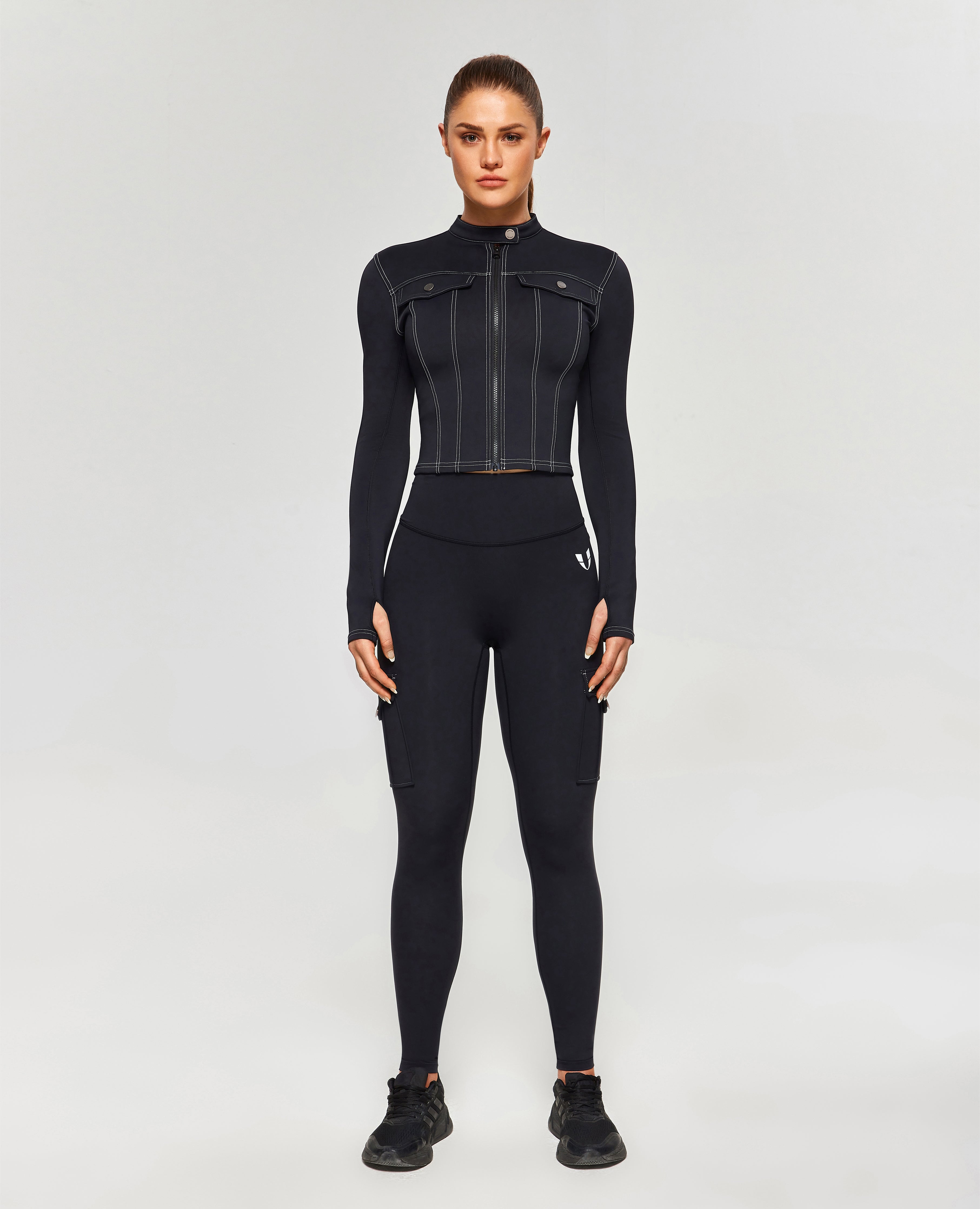 سترة موتو على النقيض - أسود