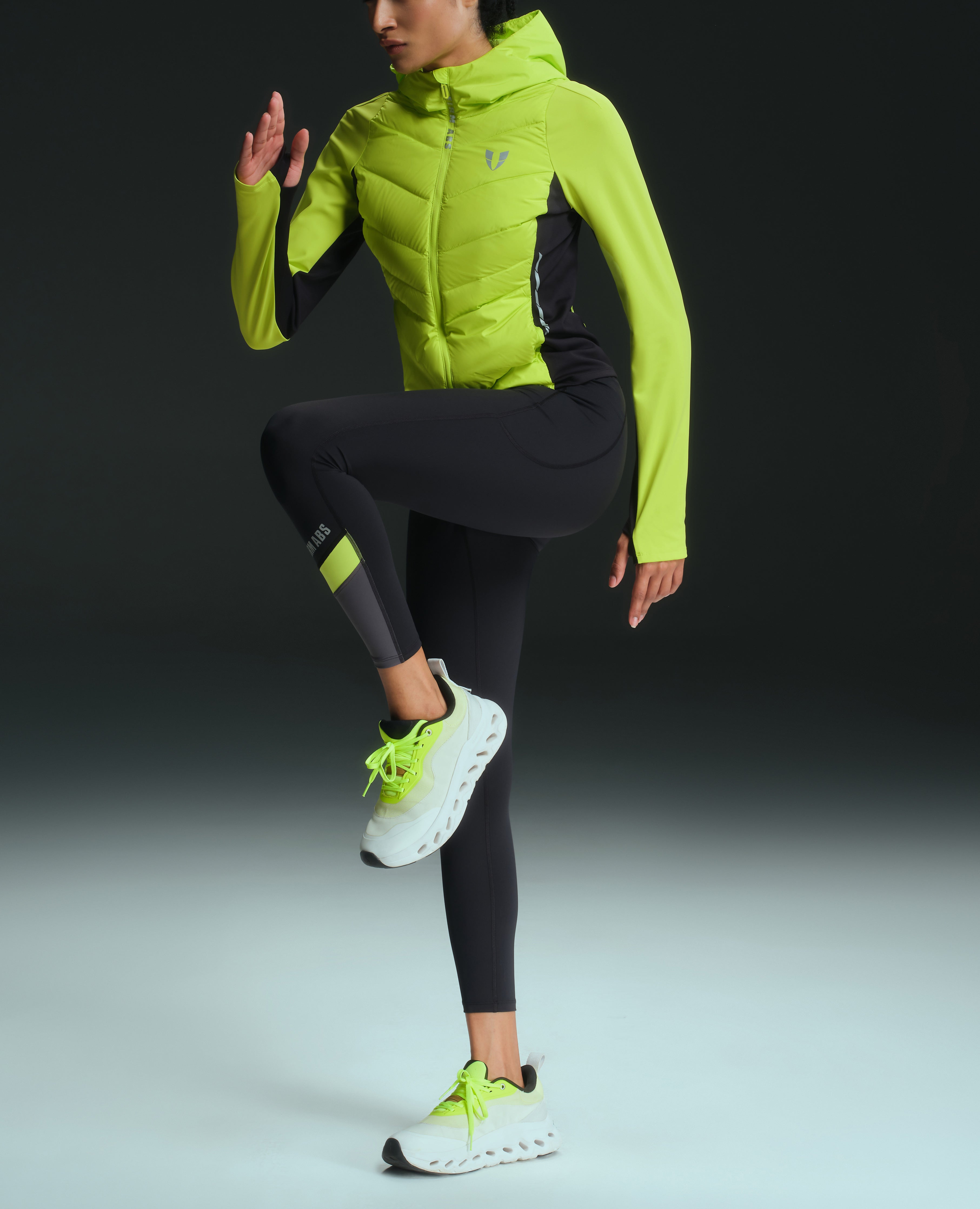 Lightweight Hooded Winter Down Jacket - Lemon Yellow and Black