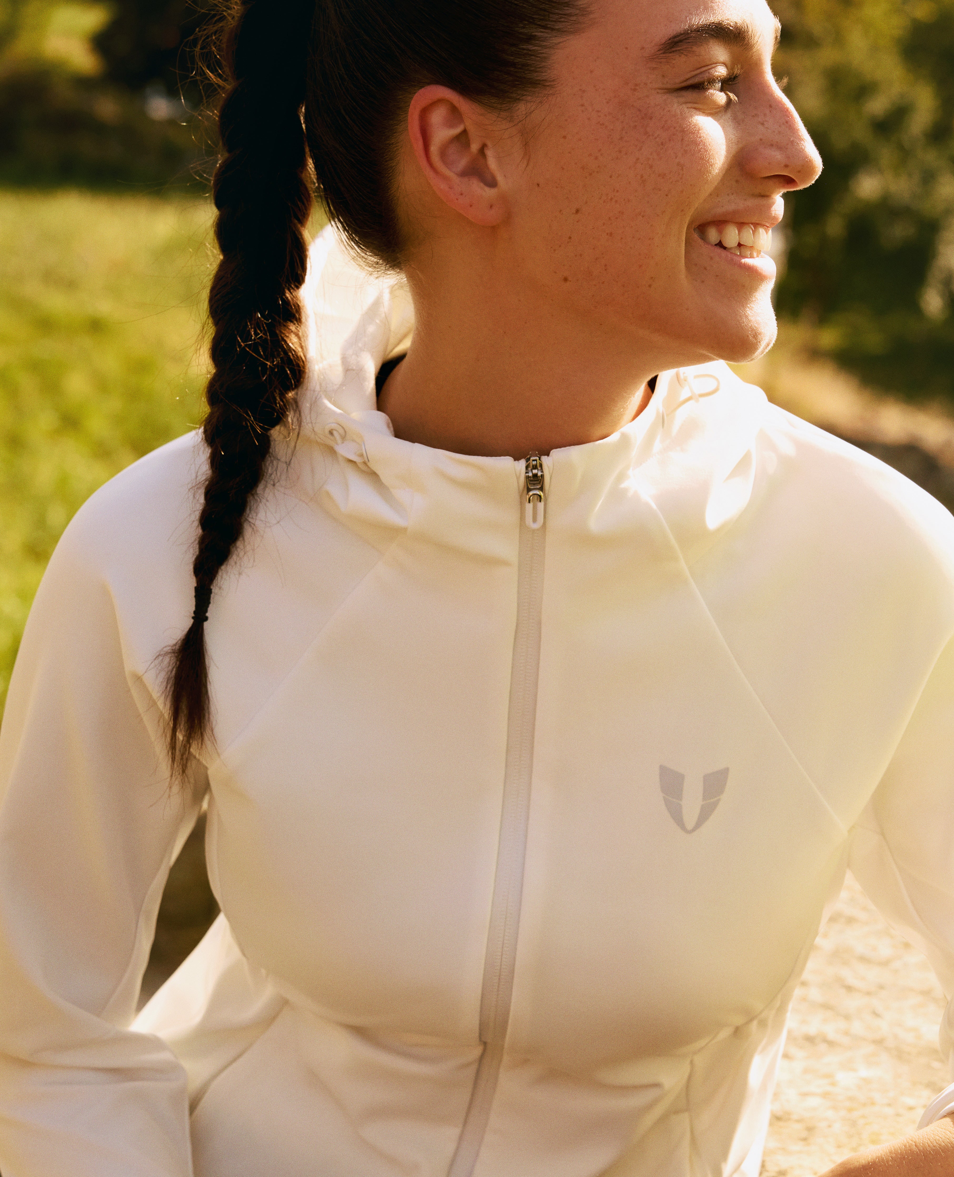 Water-Repellent Fleece Lined Zip Up Hoodie Jacket - White