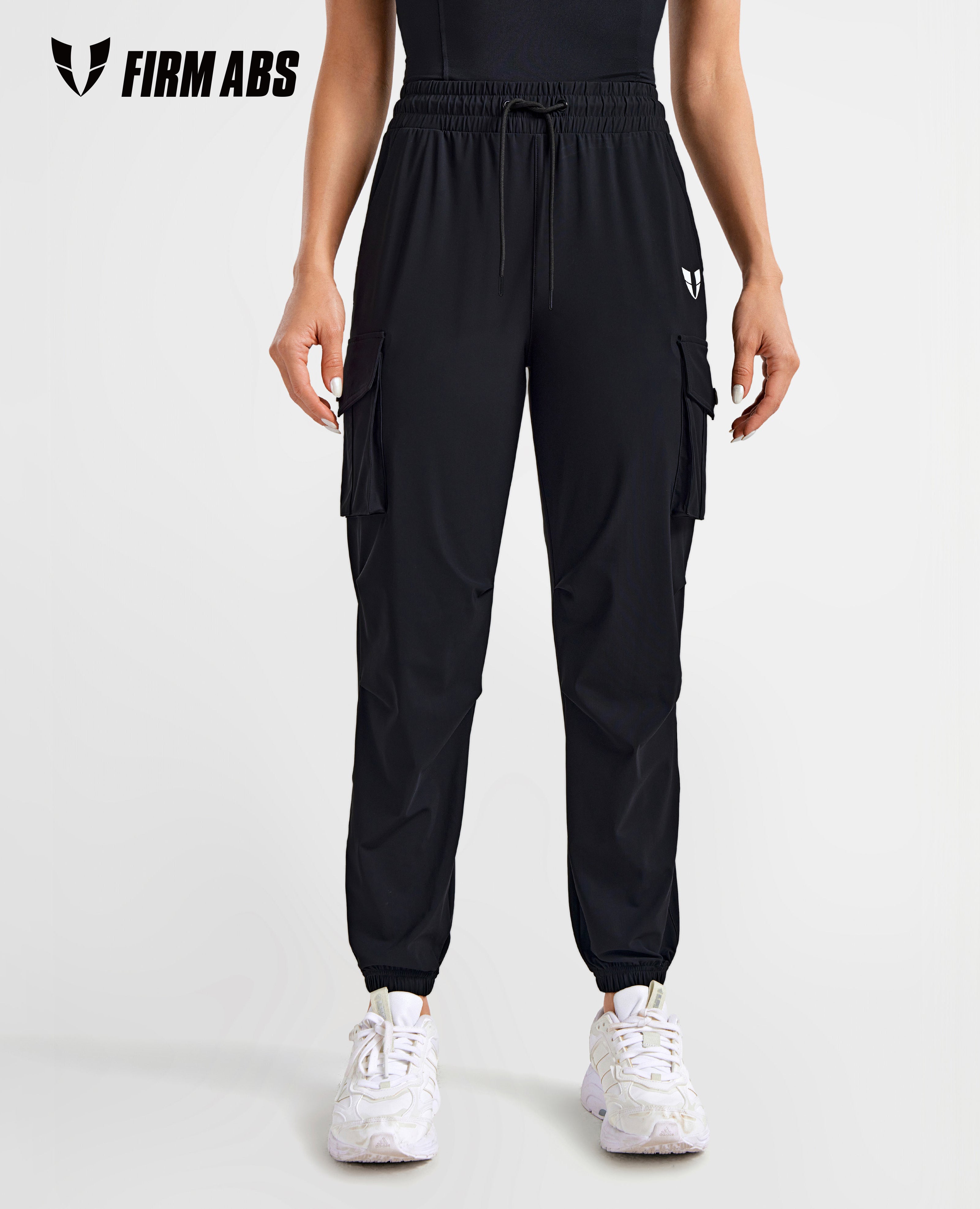 Pantalones de bolsillo de bolsillo de carga de abdominales firmes - Black