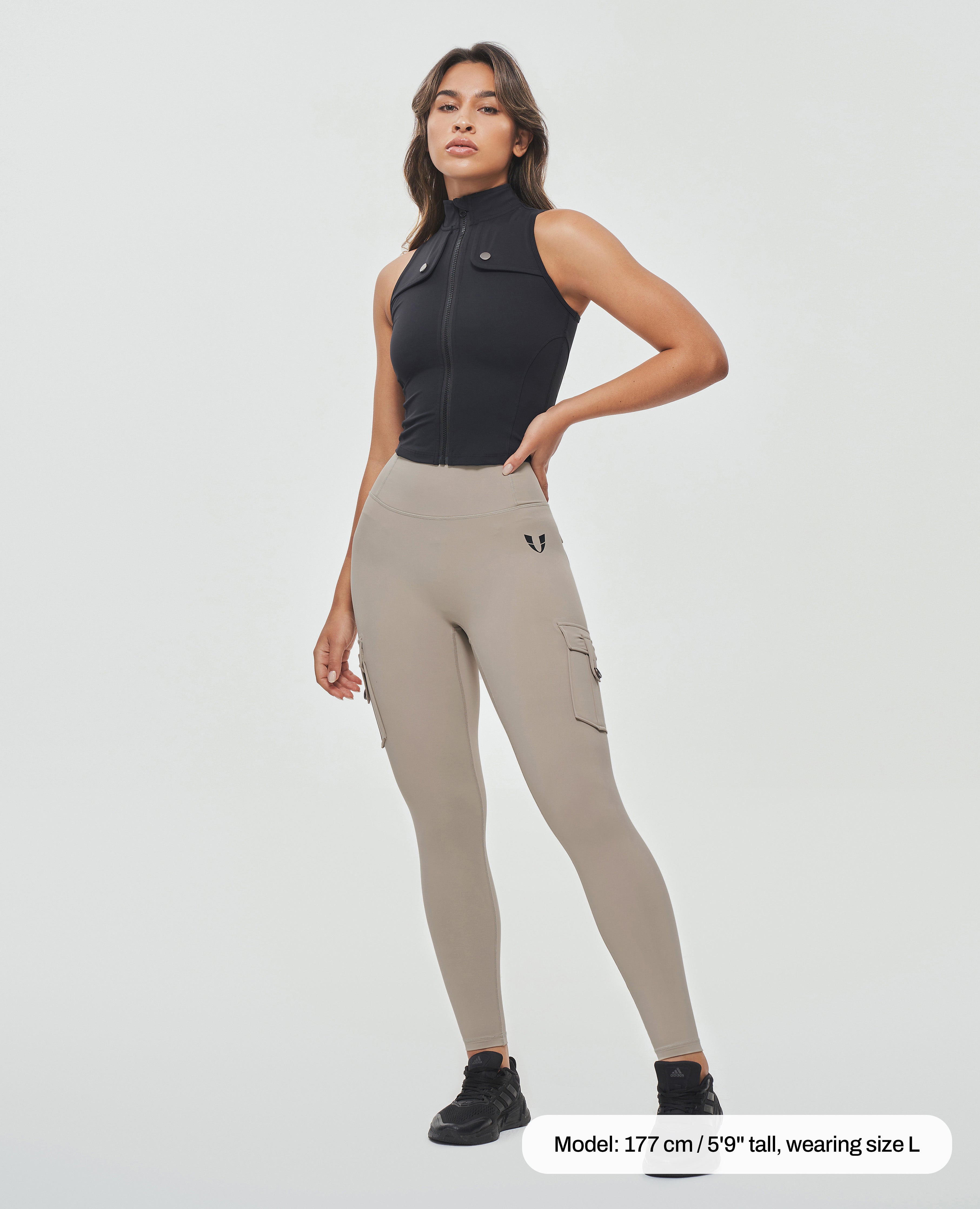 Leggings de carga de cintura alta - caqui