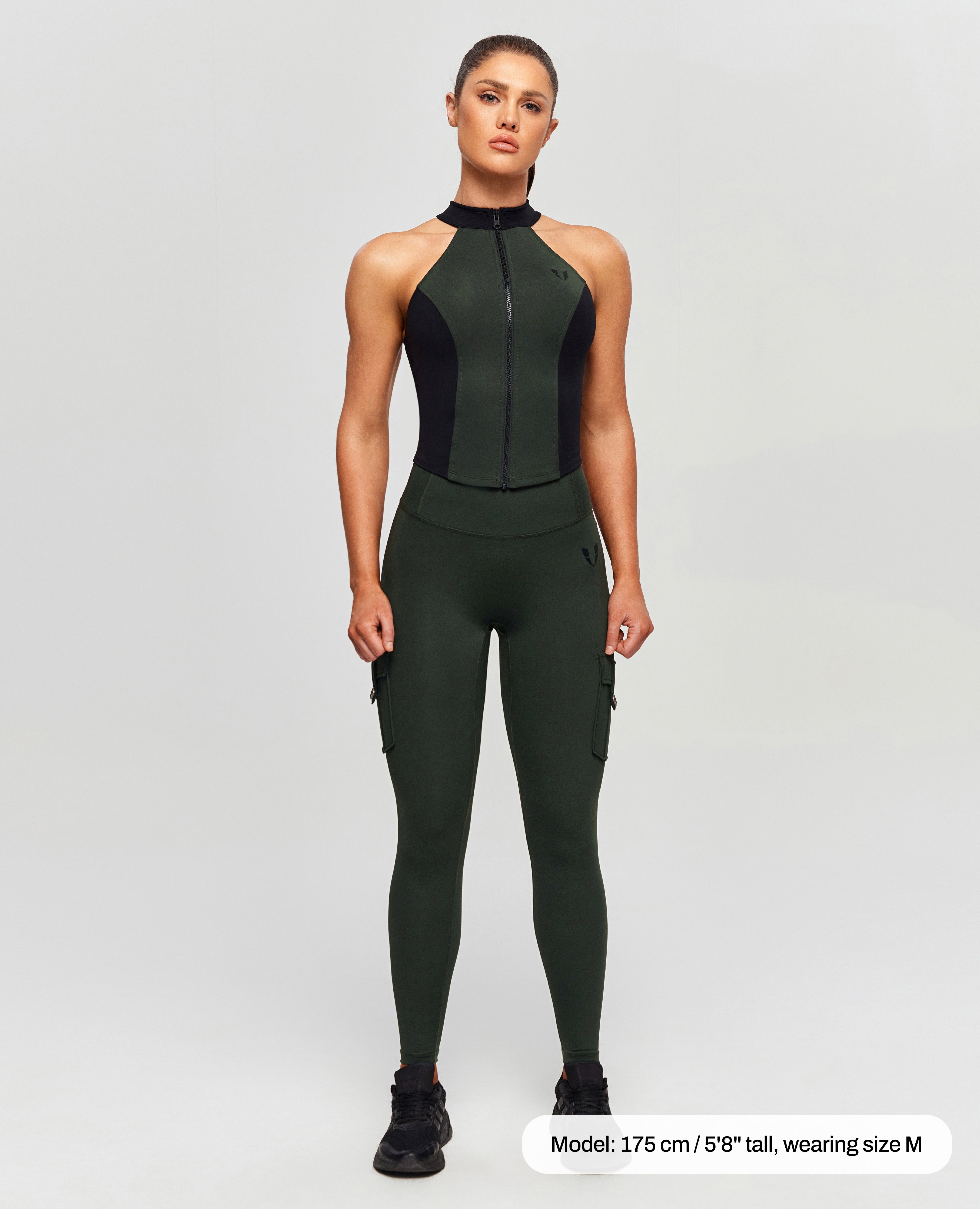 Contrast Color Gym Tank - Deep Green and Black