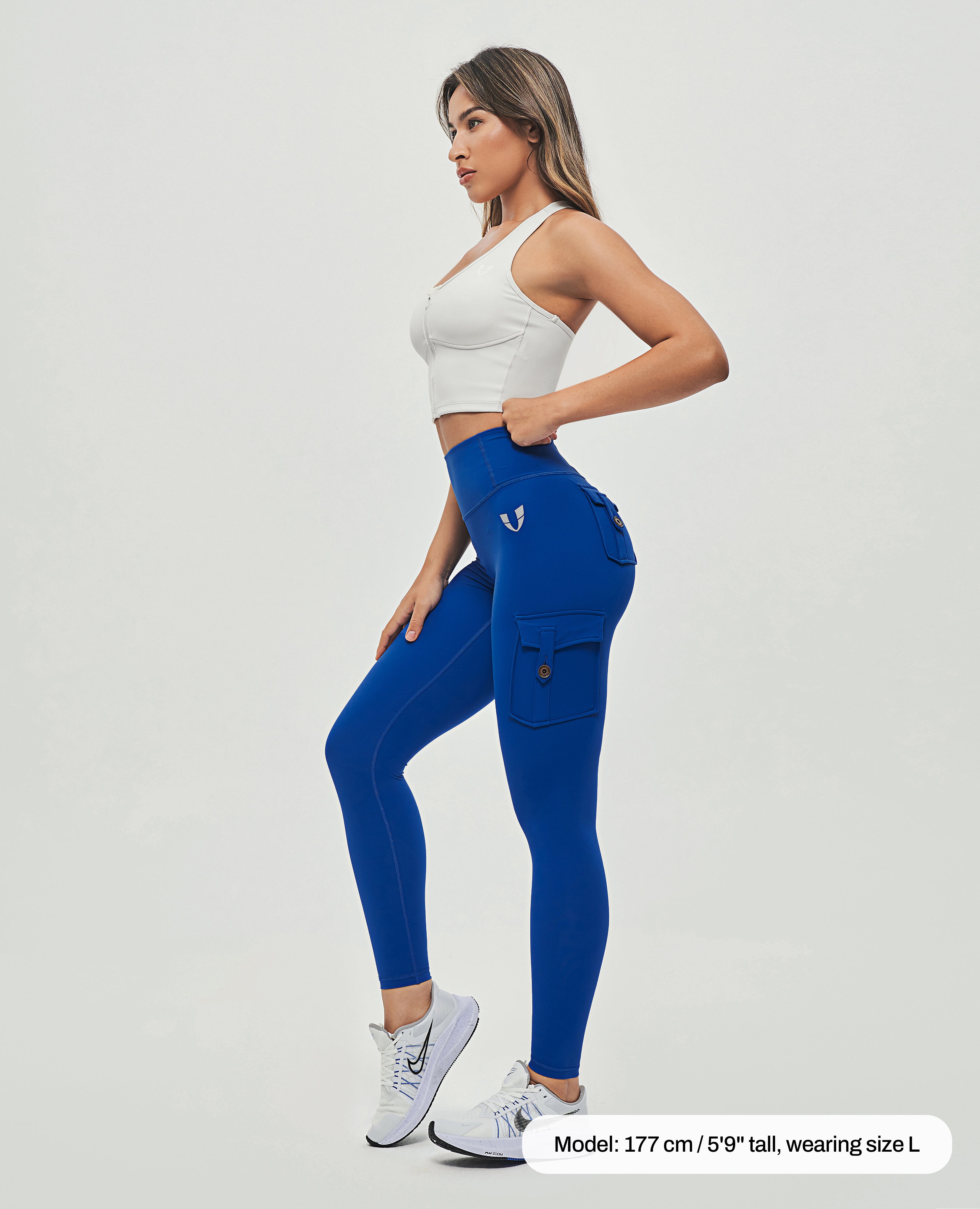 Hohe taillierte Leggings - Blau