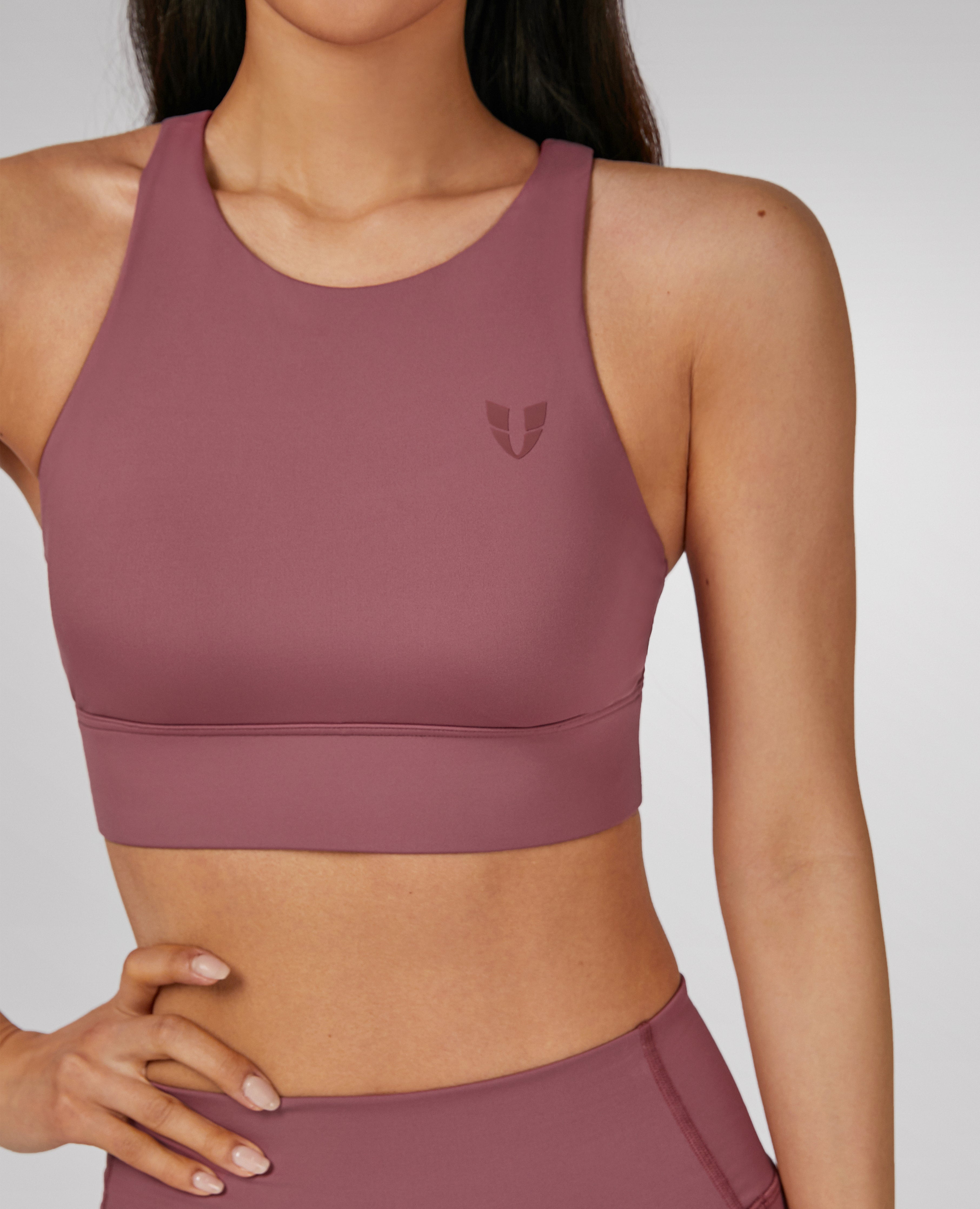 Back Crossover Sports Bra - Rose