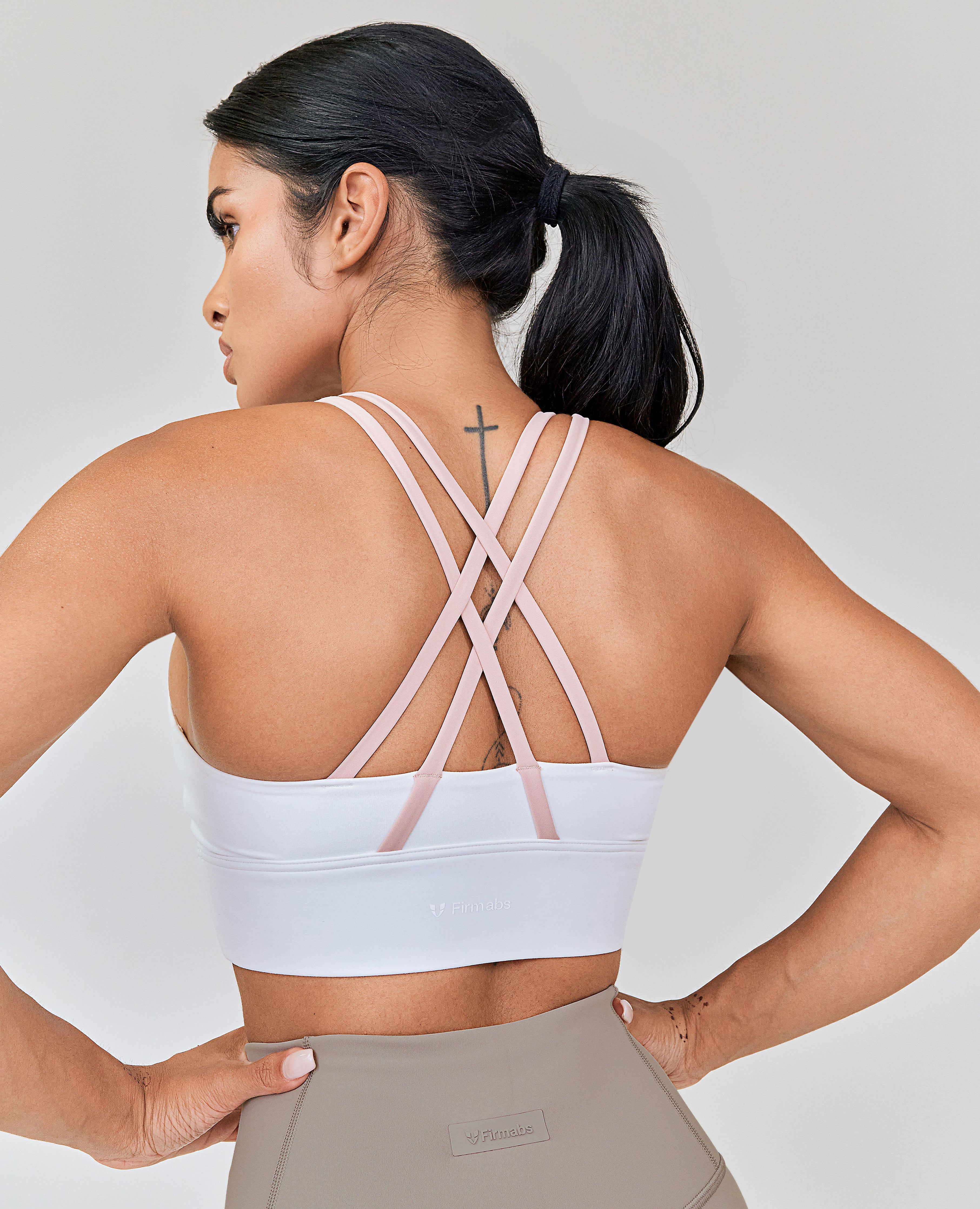 Back Crossover Sports Bra - White