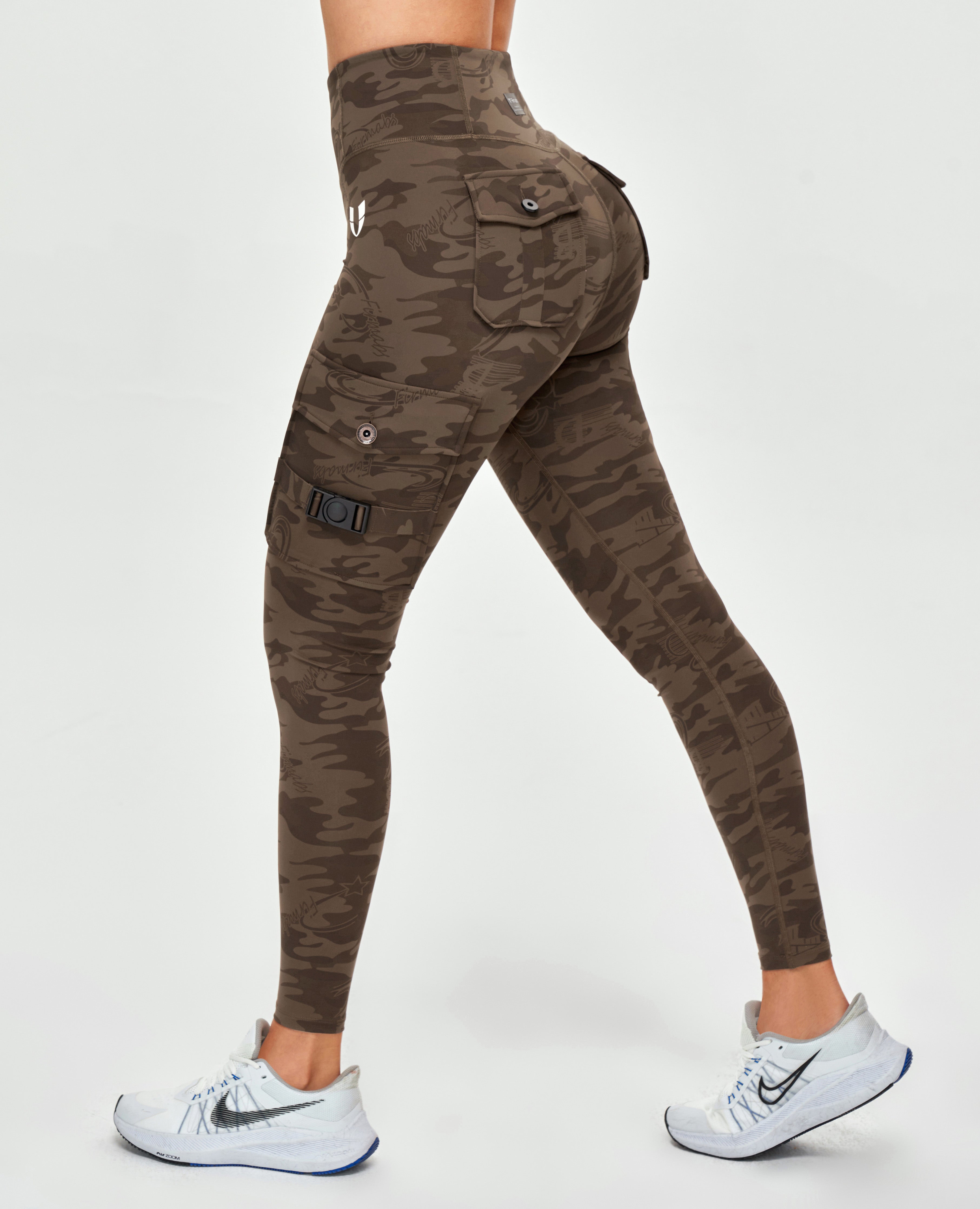 Cargo Fitness Leggings - Brown Camo