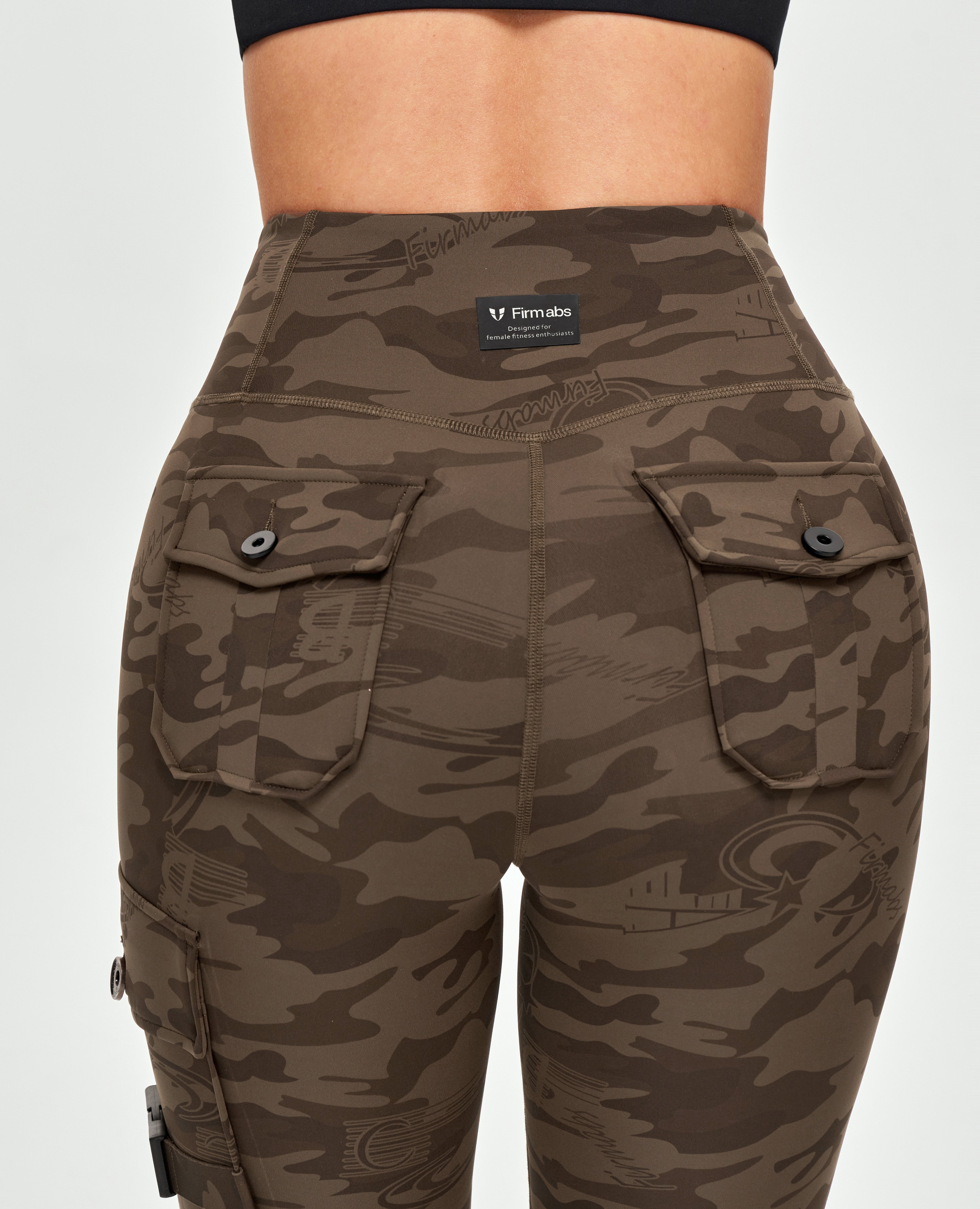 Cargo Fitness Leggings - Brown Camo