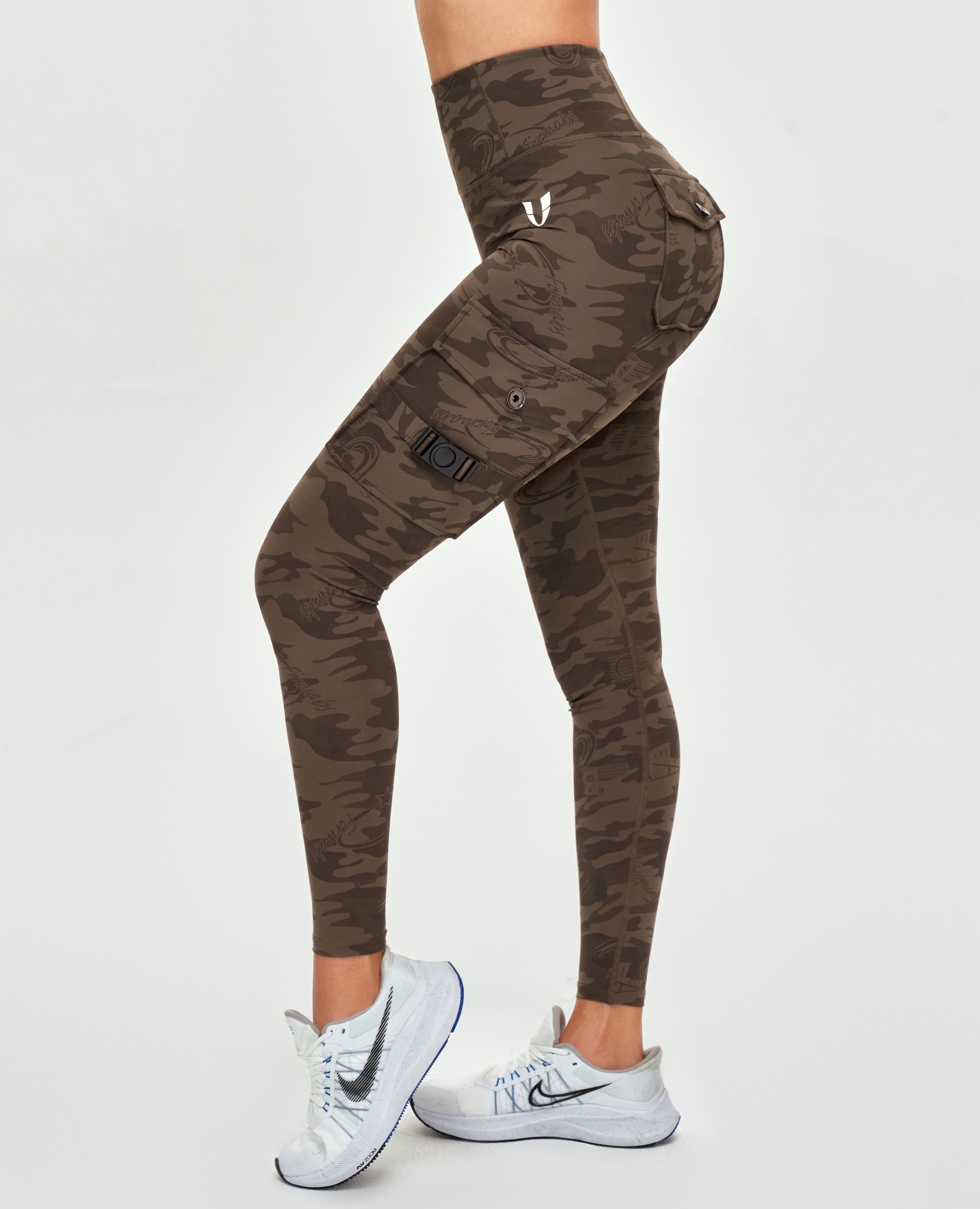 Cargo Fitness Leggings - Brown Camo