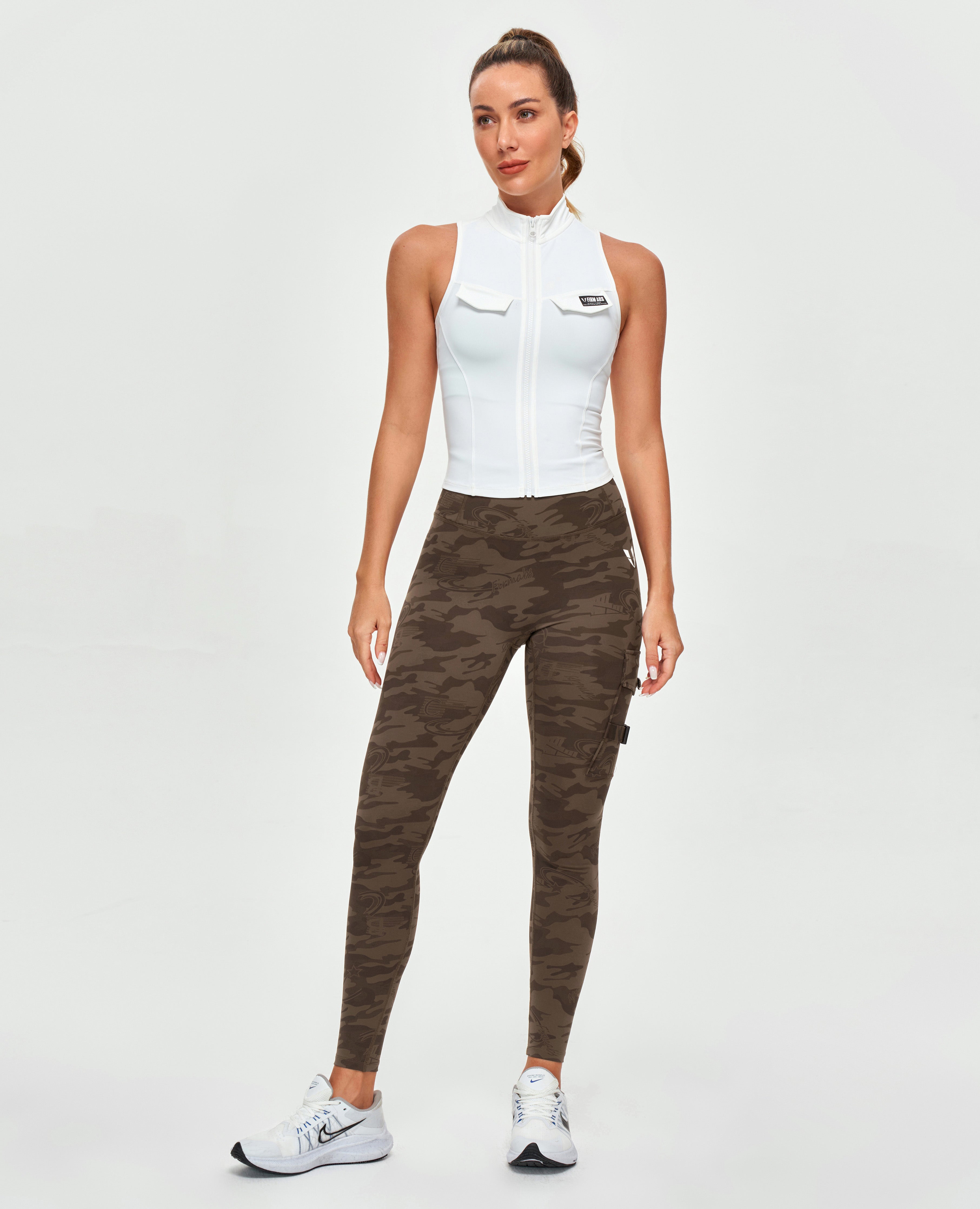 Cargo Fitness Leggings - Brown Camo