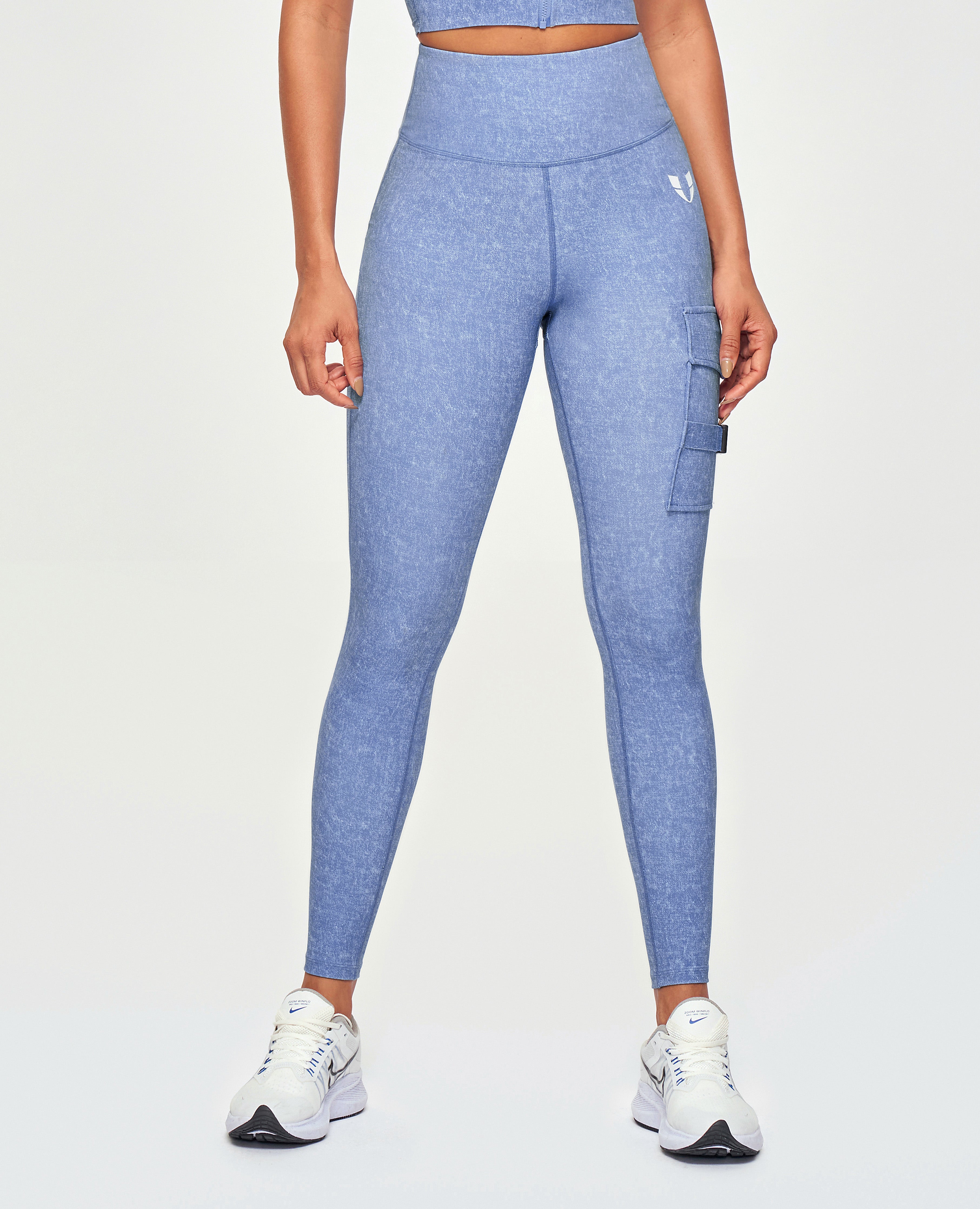 Cargo Fitness Leggings- Light Denim Blue