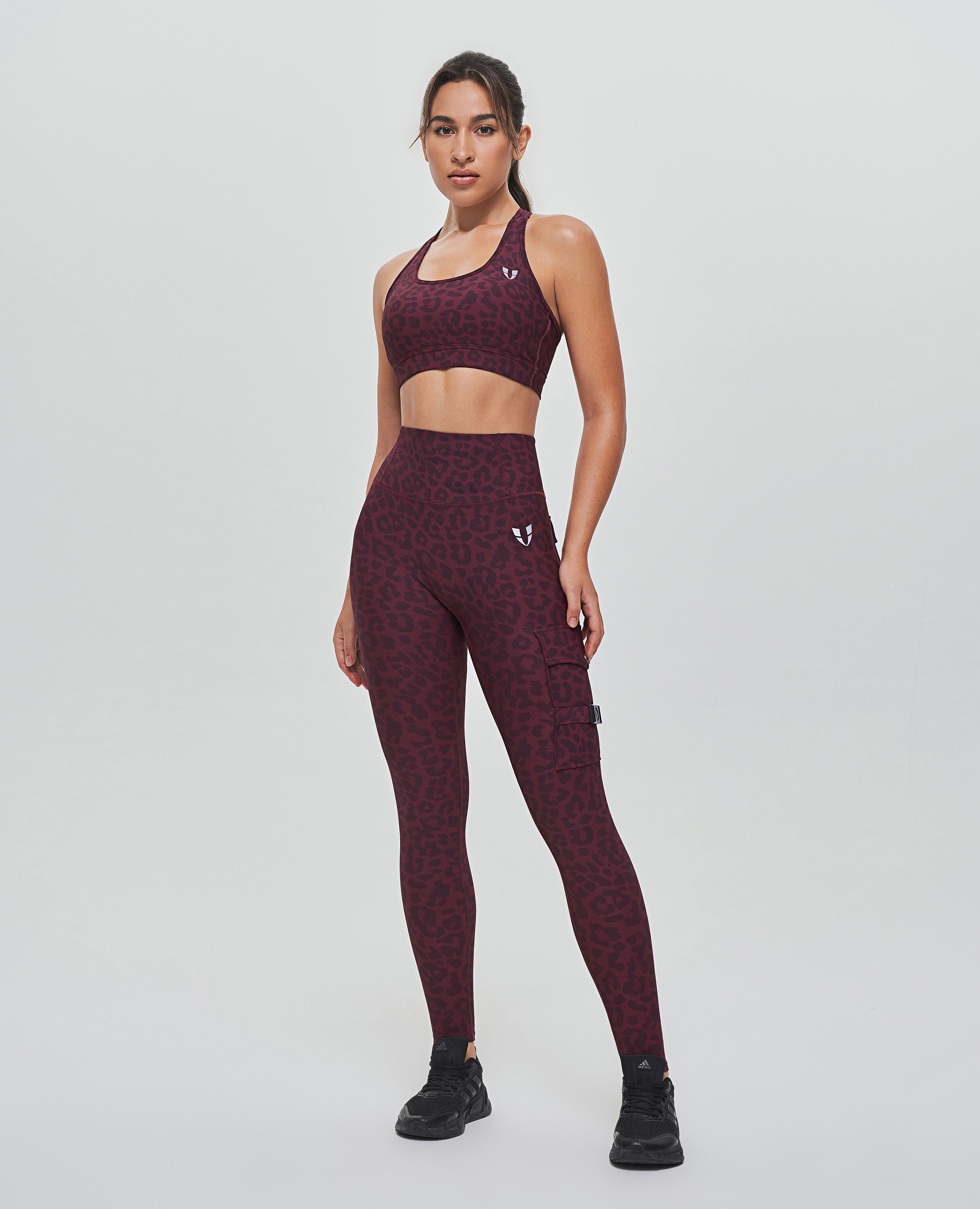 Cargo Fitness Leggings - Red Leopard