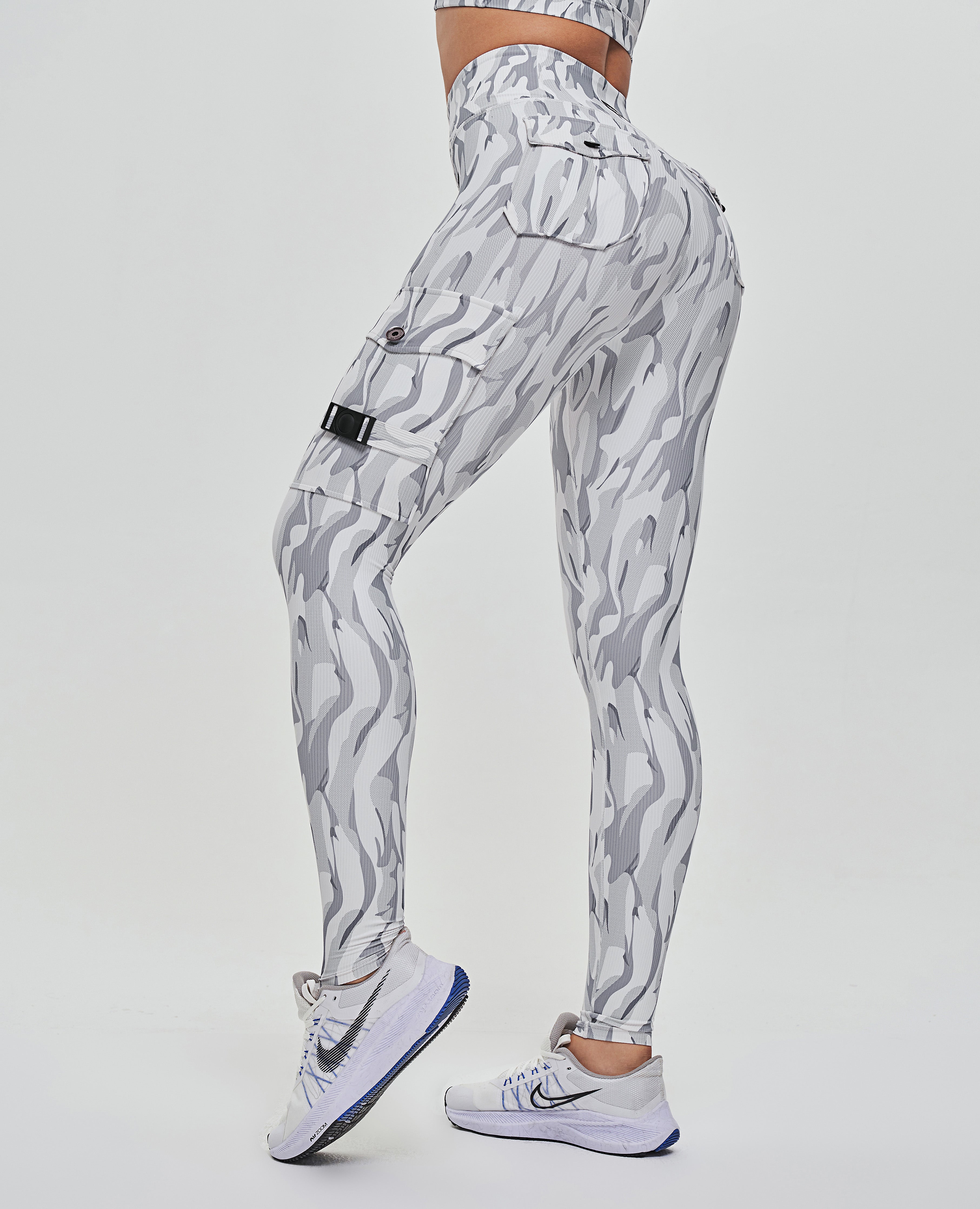 Cargo Fitness Leggings - White Camo