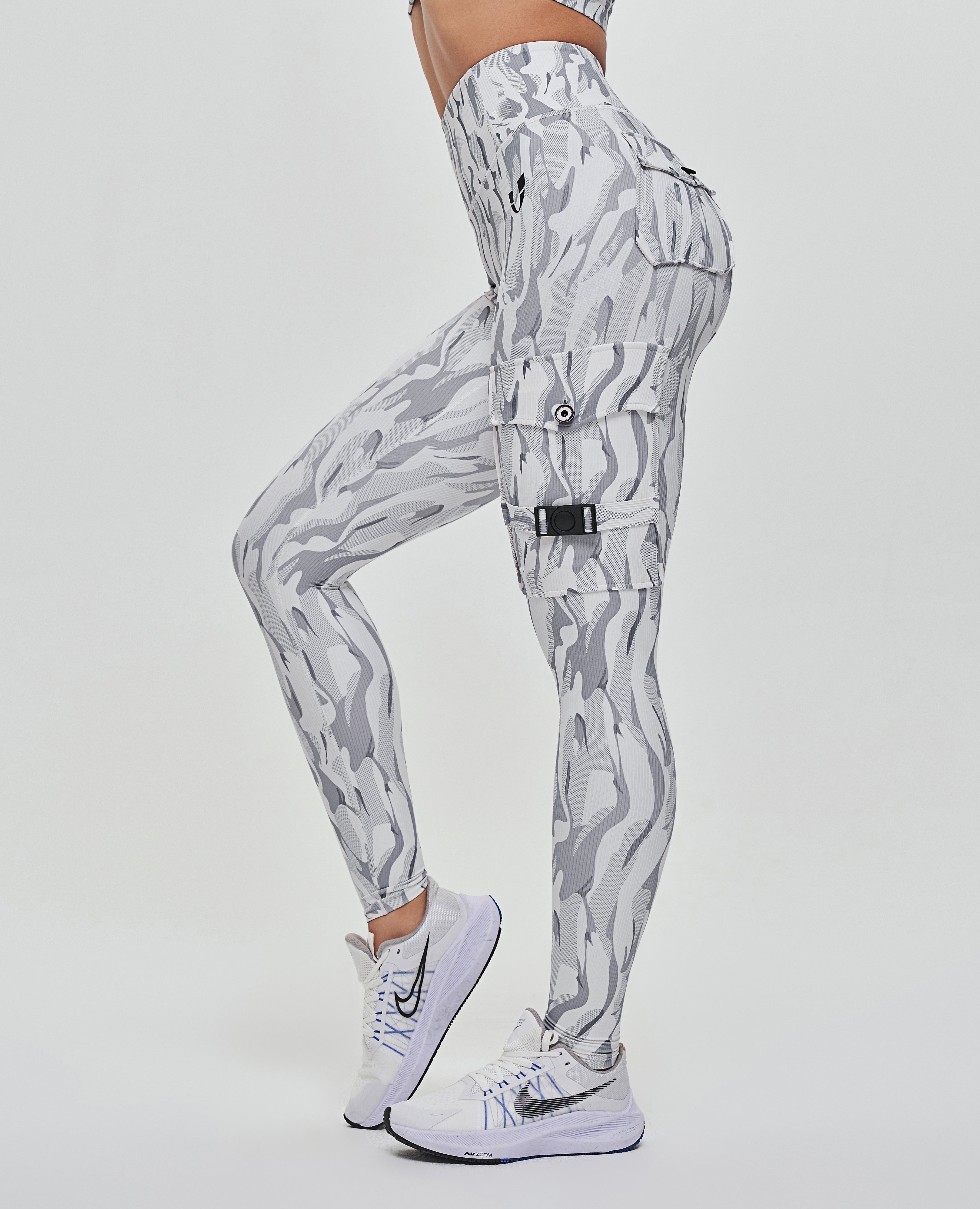 Cargo Fitness Leggings - White Camo