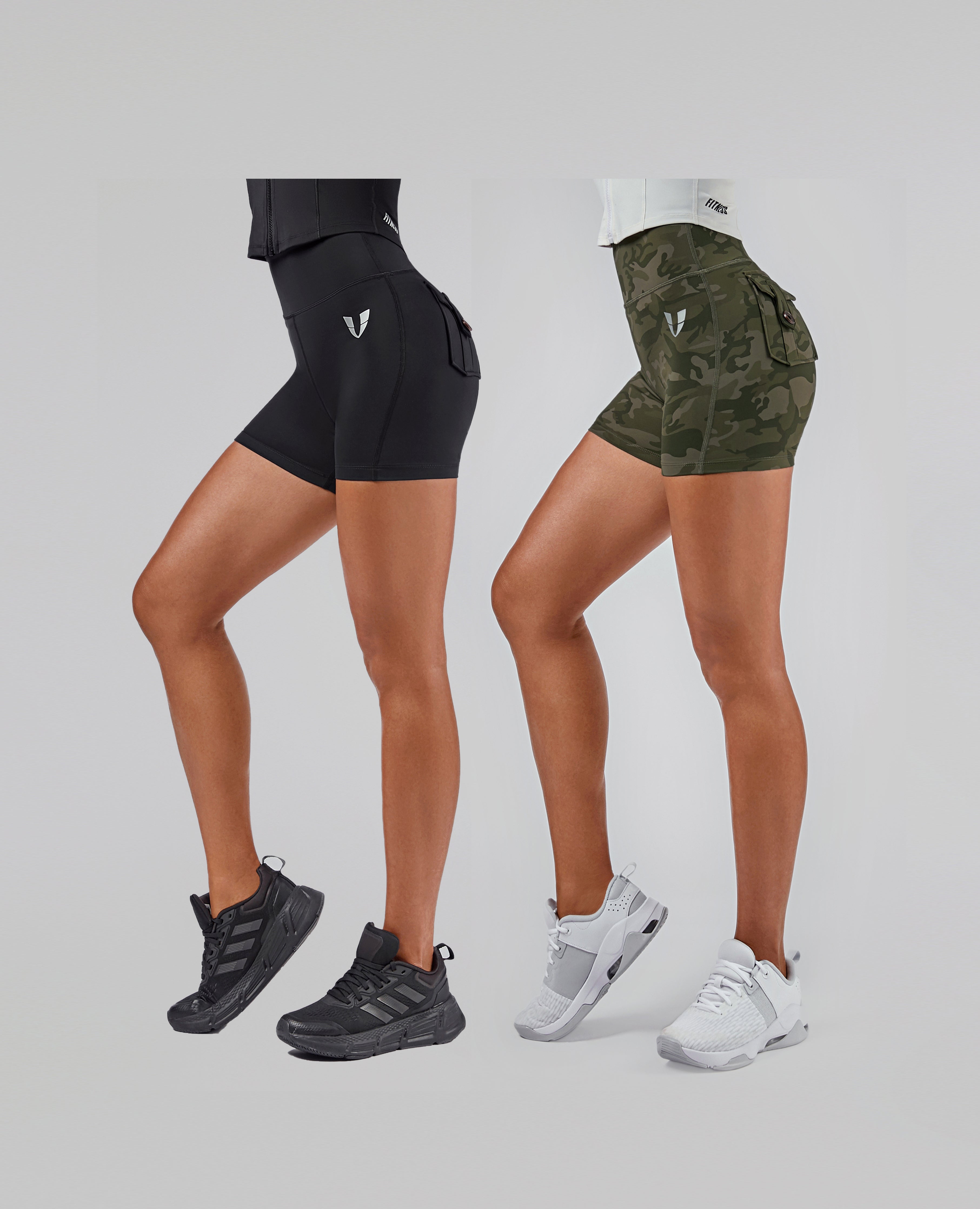 Cargo Short Shorts 2PCS Black + Camo
