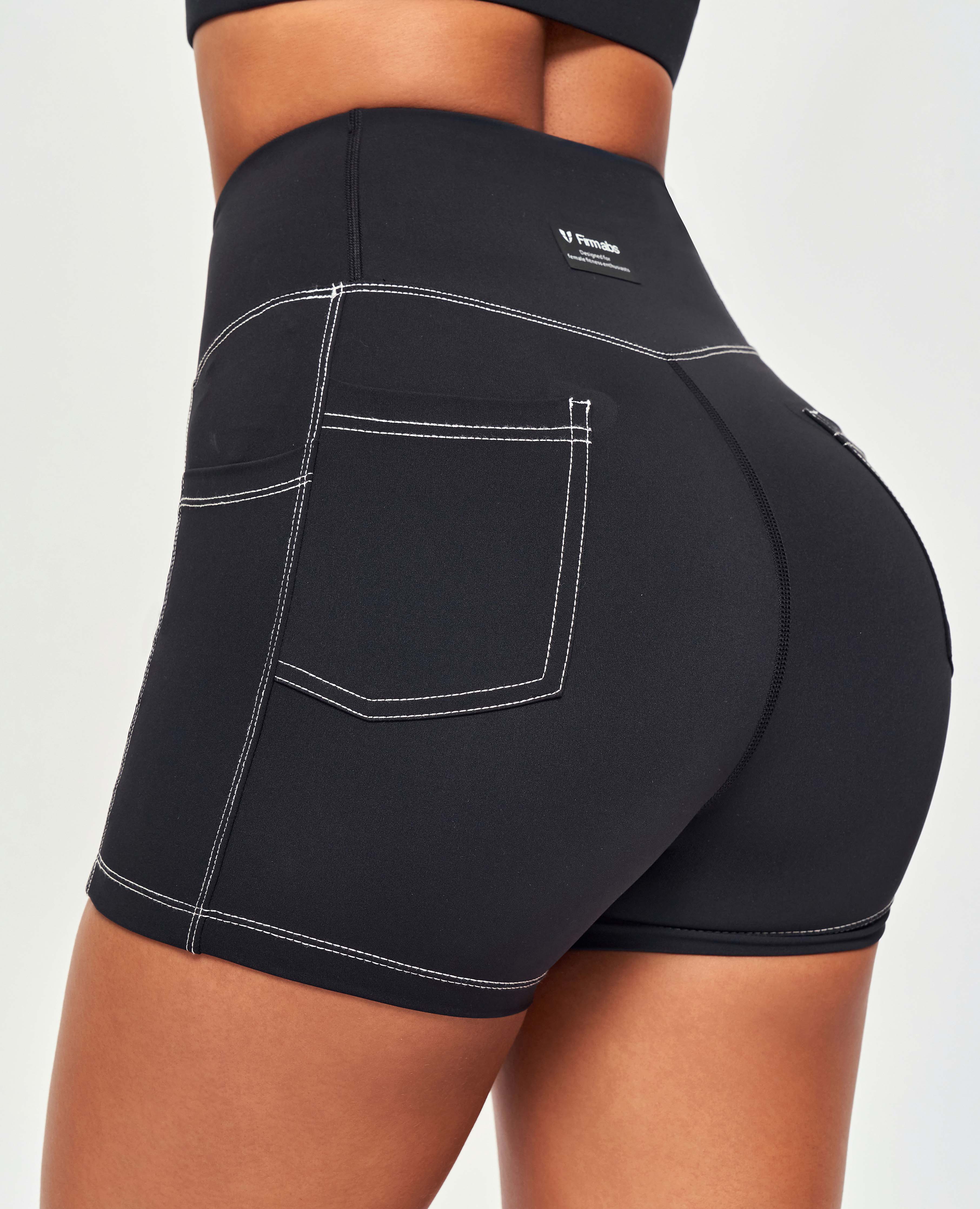 Shorts de couture de contraste - noir