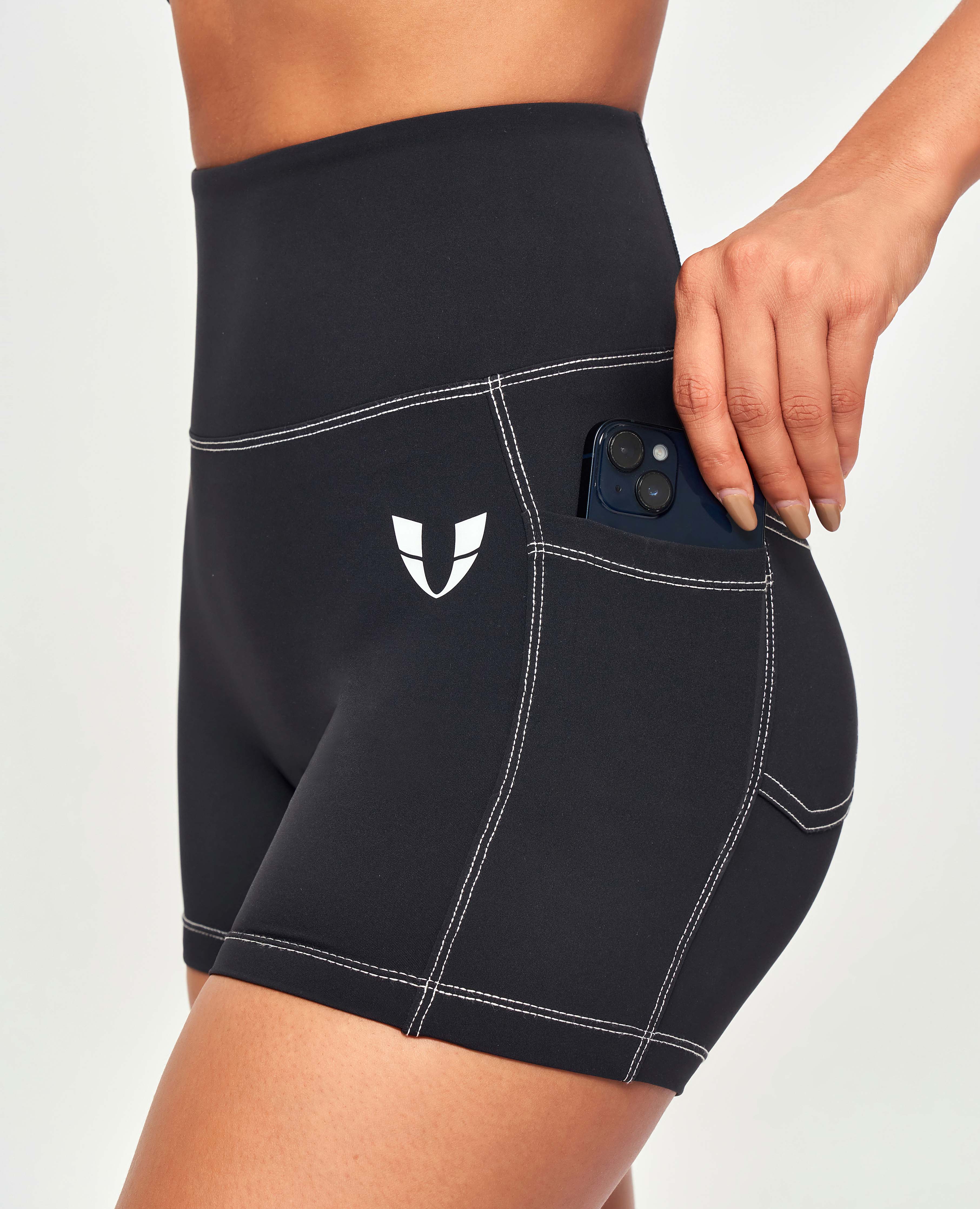 Shorts de couture de contraste - noir