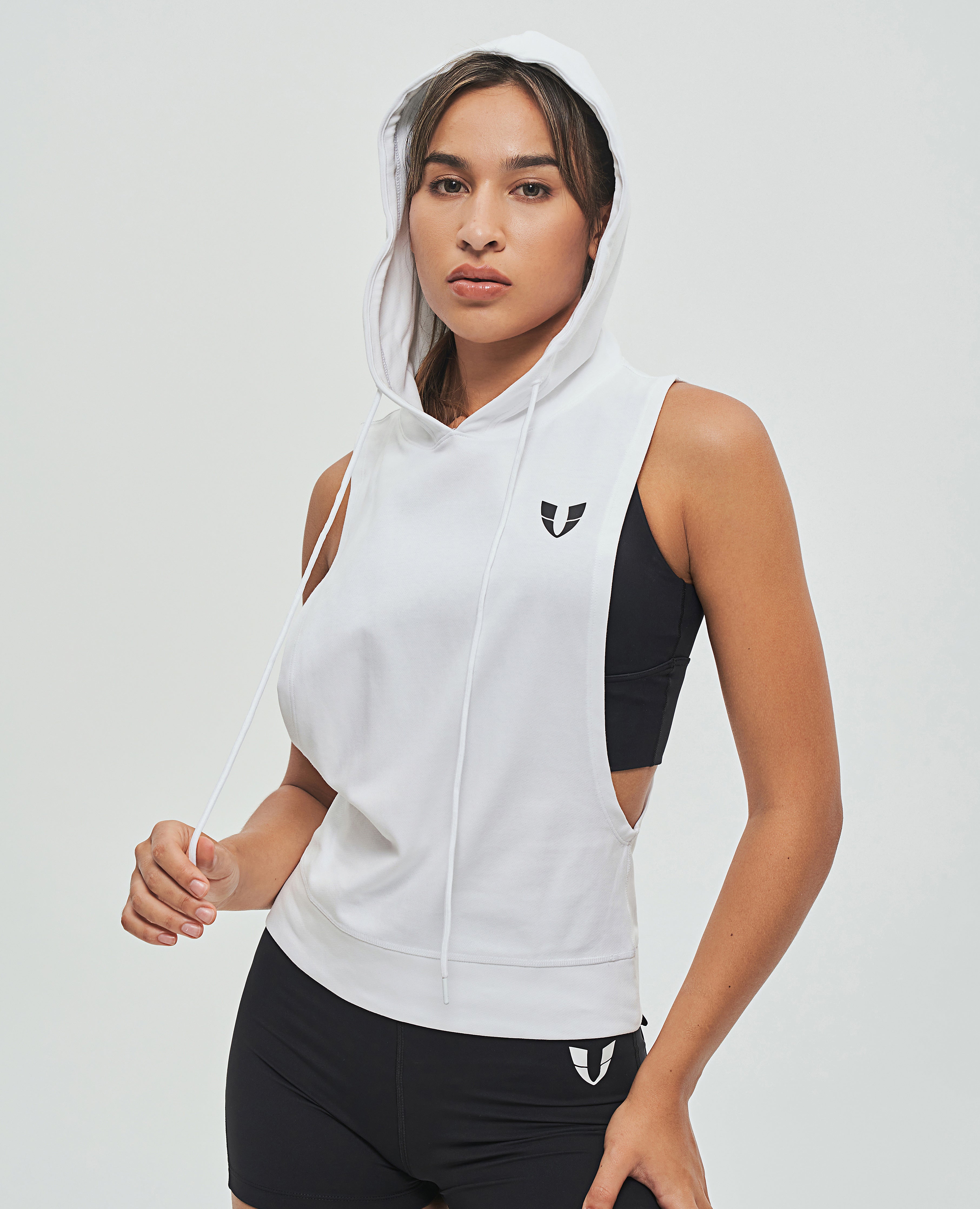 Drop Armhole Hooded Tank - White
