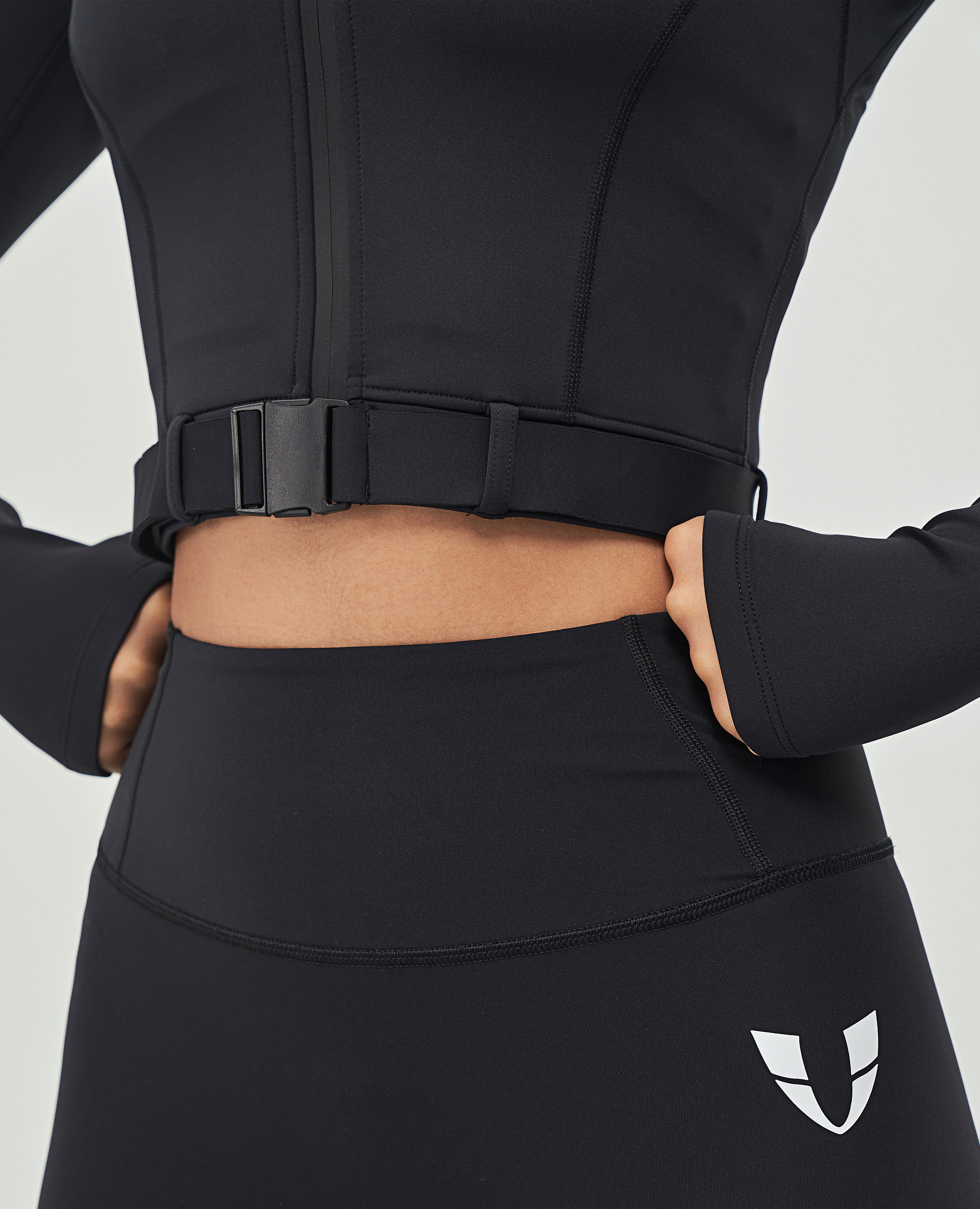 Full-zip Cropped Jacket - Black