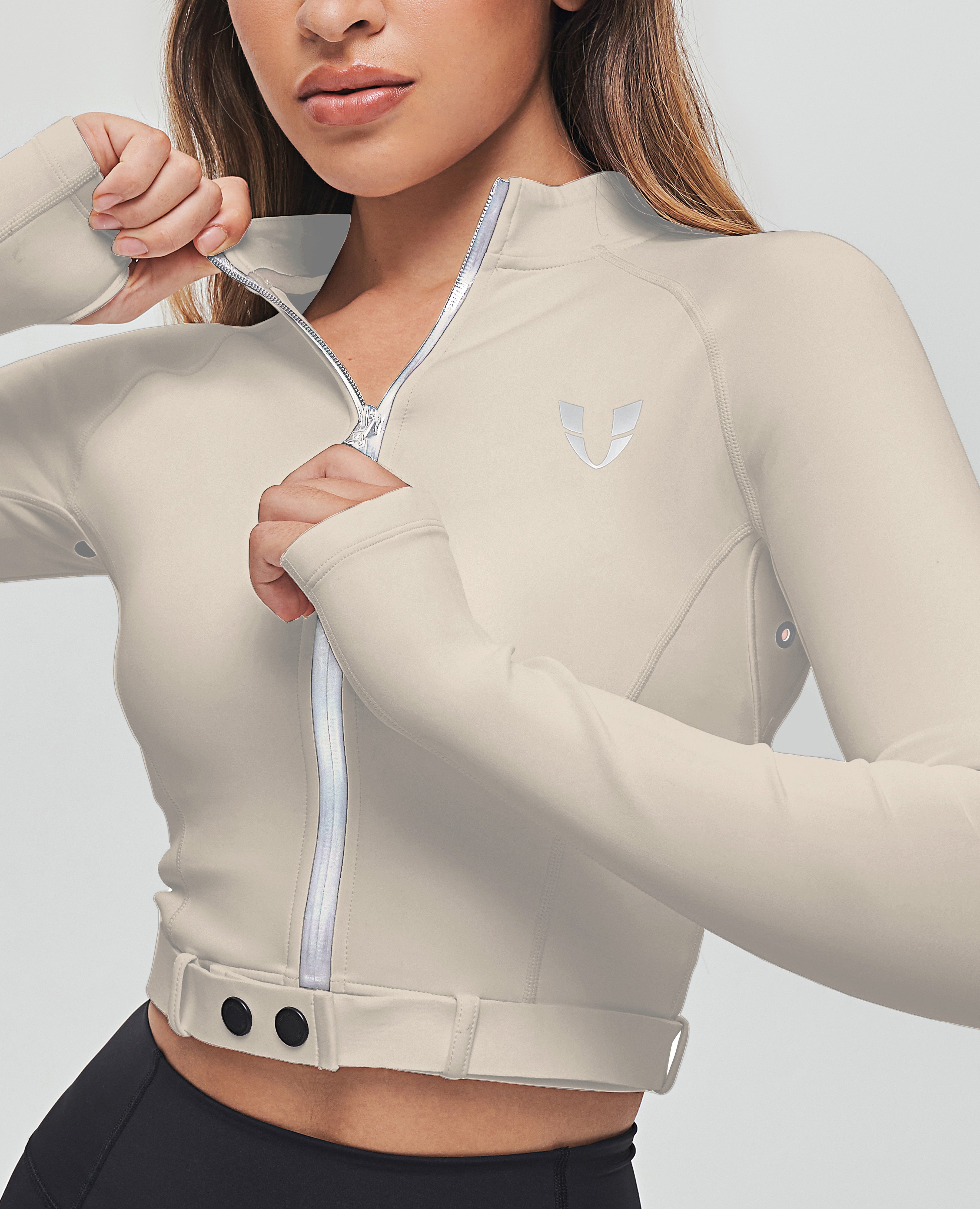 Full-zip Cropped Jacket Plus - Khaki